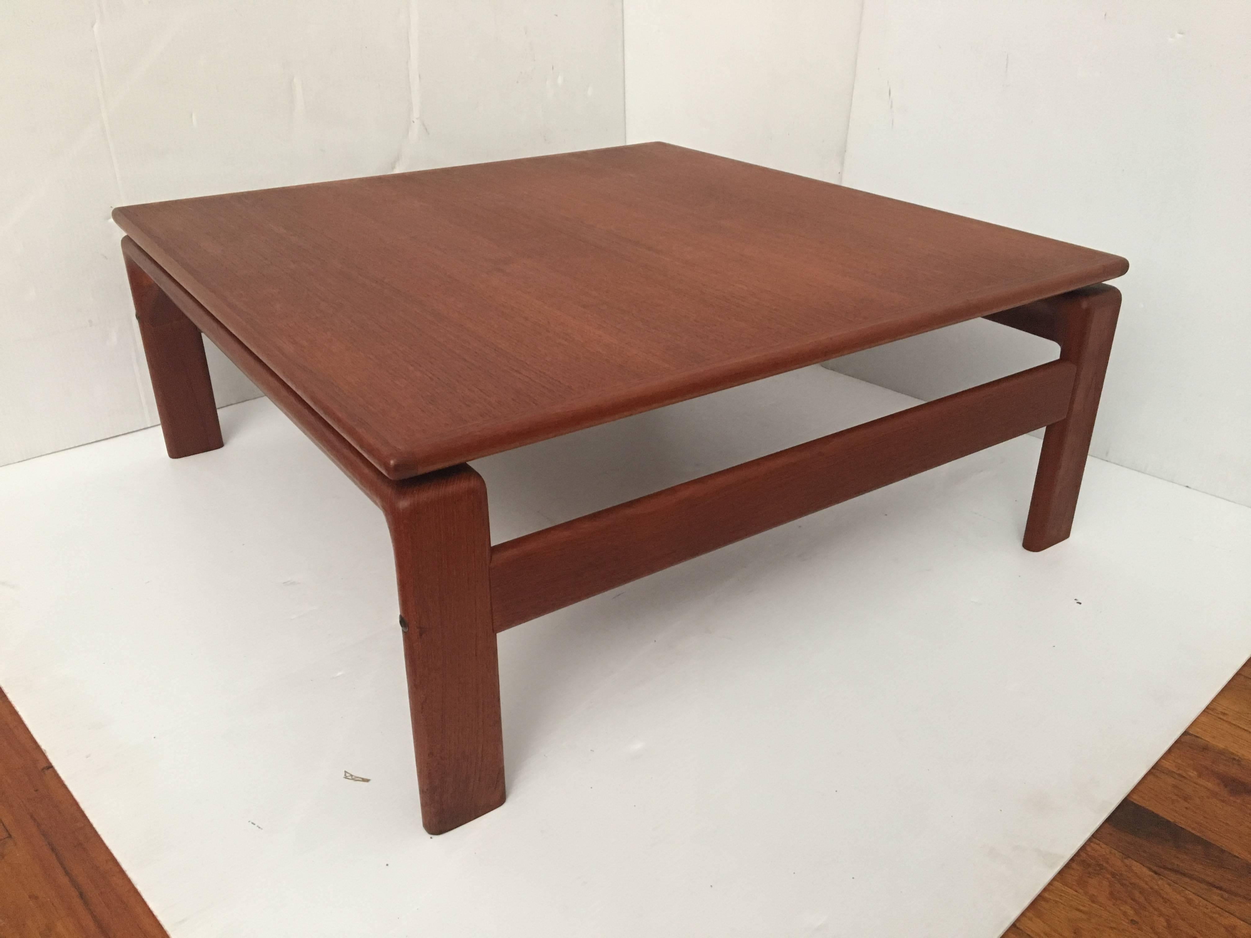 Danish Modern Teak Square Low Coffee Table by Komfort In Excellent Condition In San Diego, CA