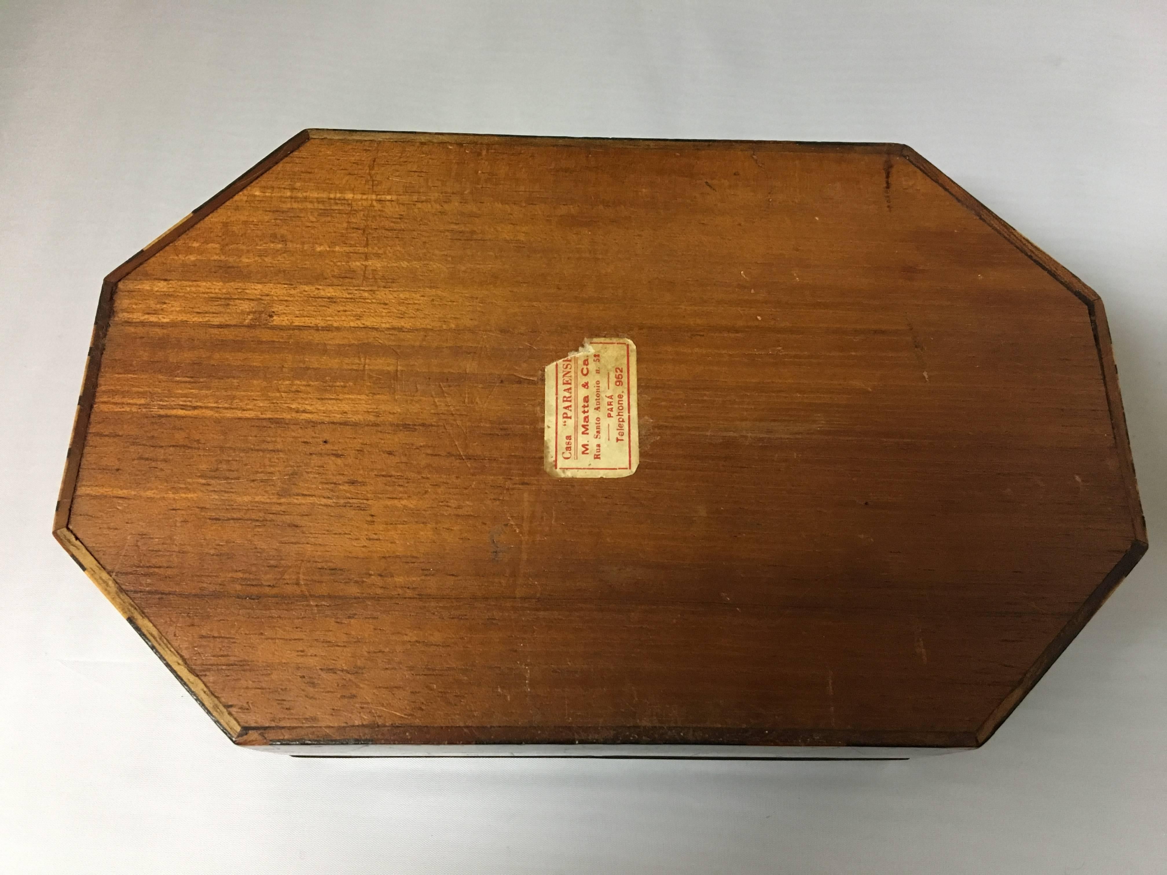 20th Century Unique Brazilian Inlaid Marquetry Wood Box