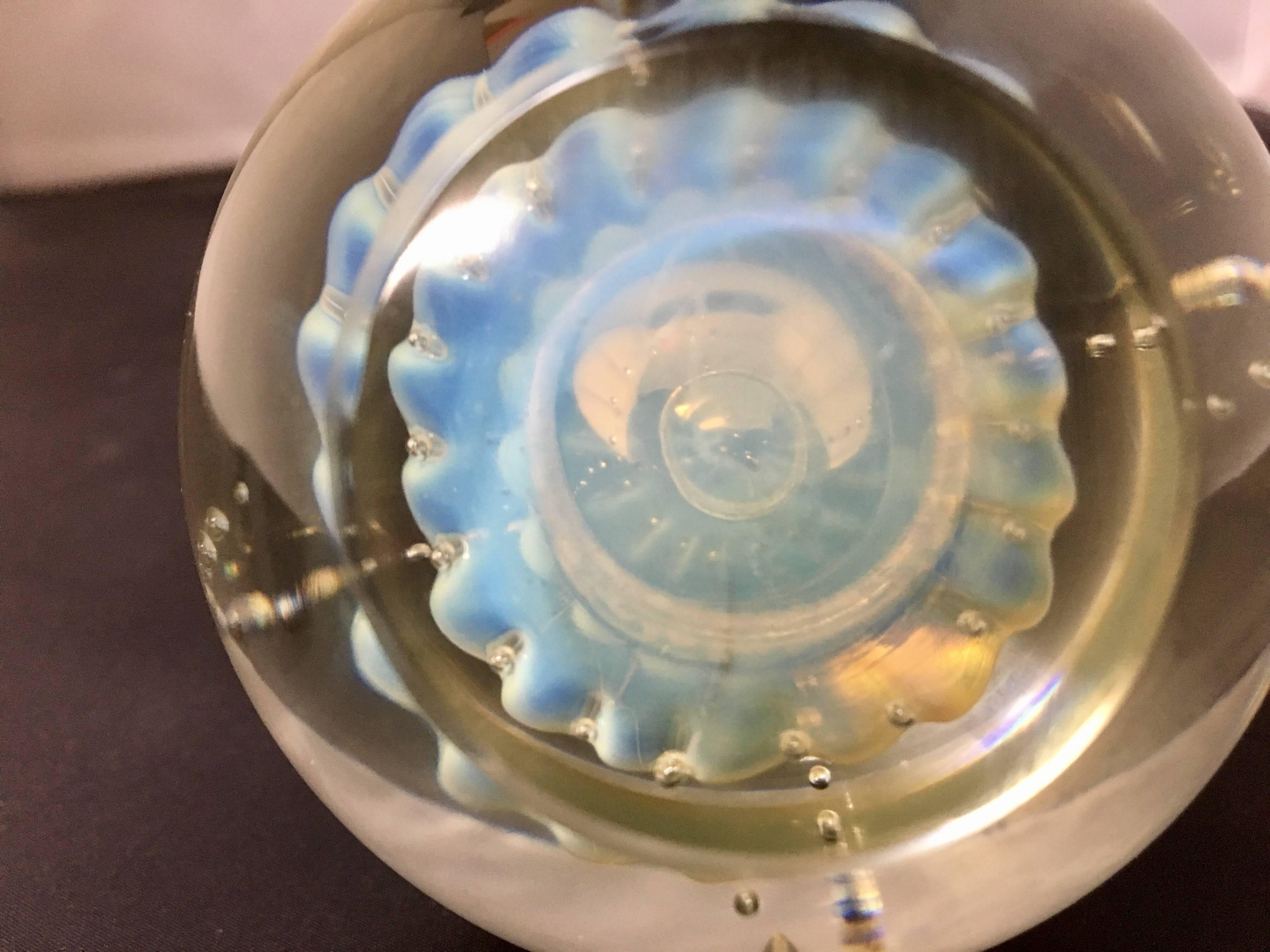 Australian Gorgeous Blown Glass Jellyfish Paperweight by Edols Signed and Dated