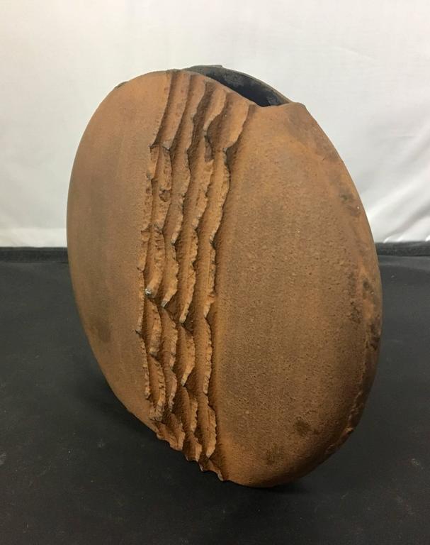 Japanese Cast Iron Rustic Vase by Hisanori Masuda of the Chushin Kobo