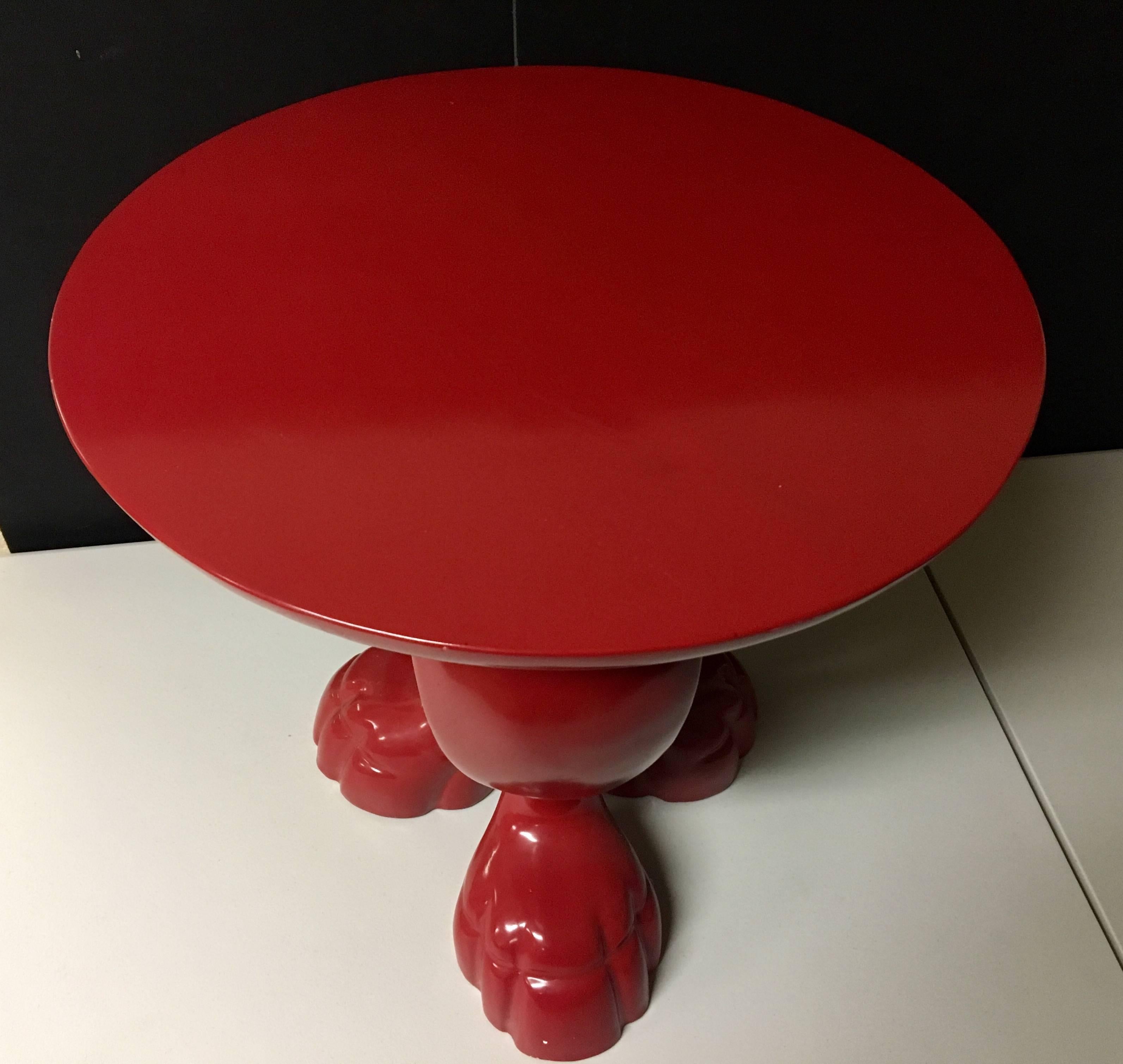 red pedestal table