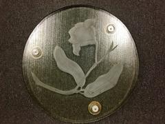 Unique Acid Etched Round Glass Table Top by Lowry