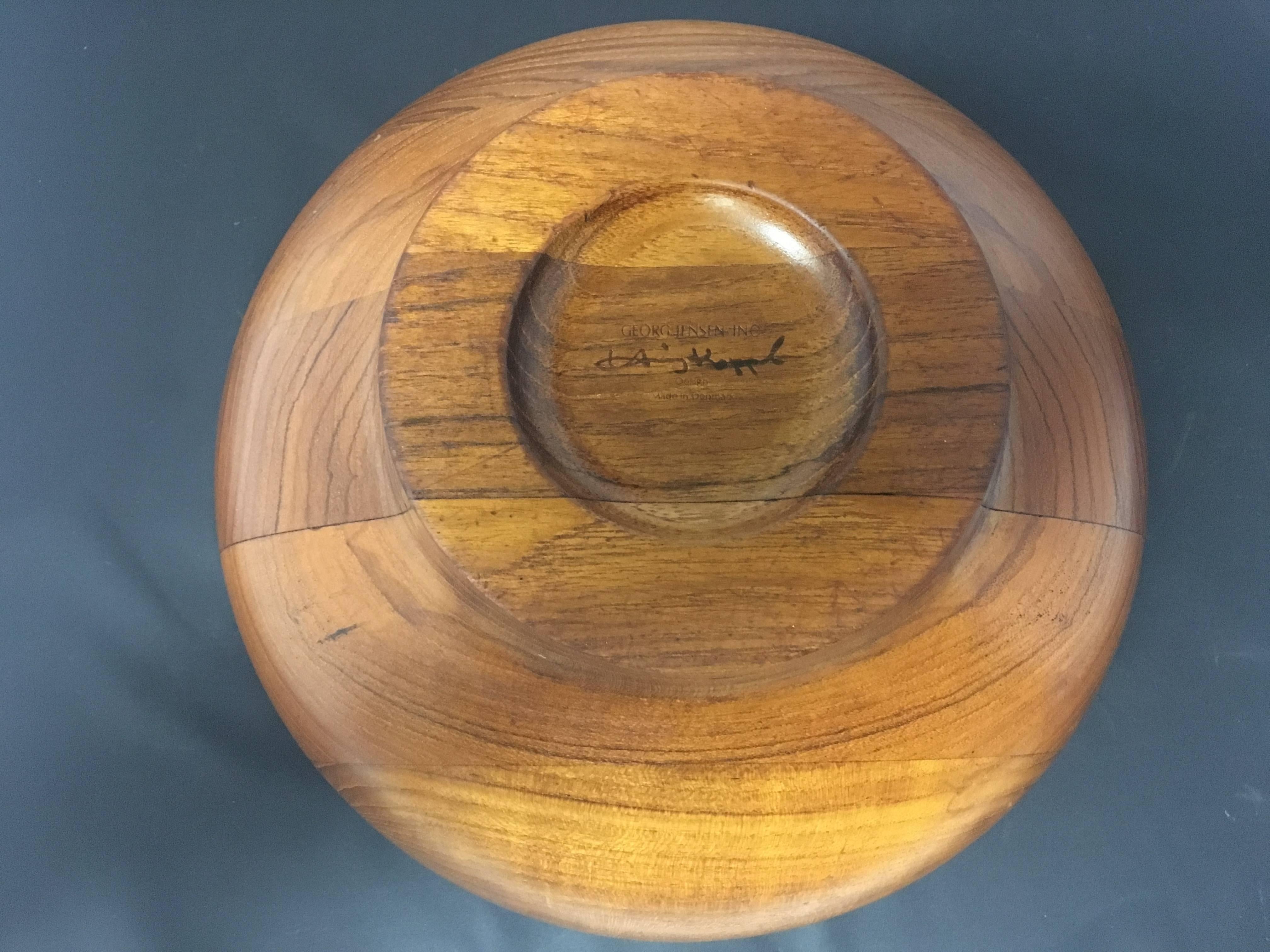 Scandinavian Modern Danish Modern Solid Teak Bowl by Henning Koppel for George Jensen For Sale