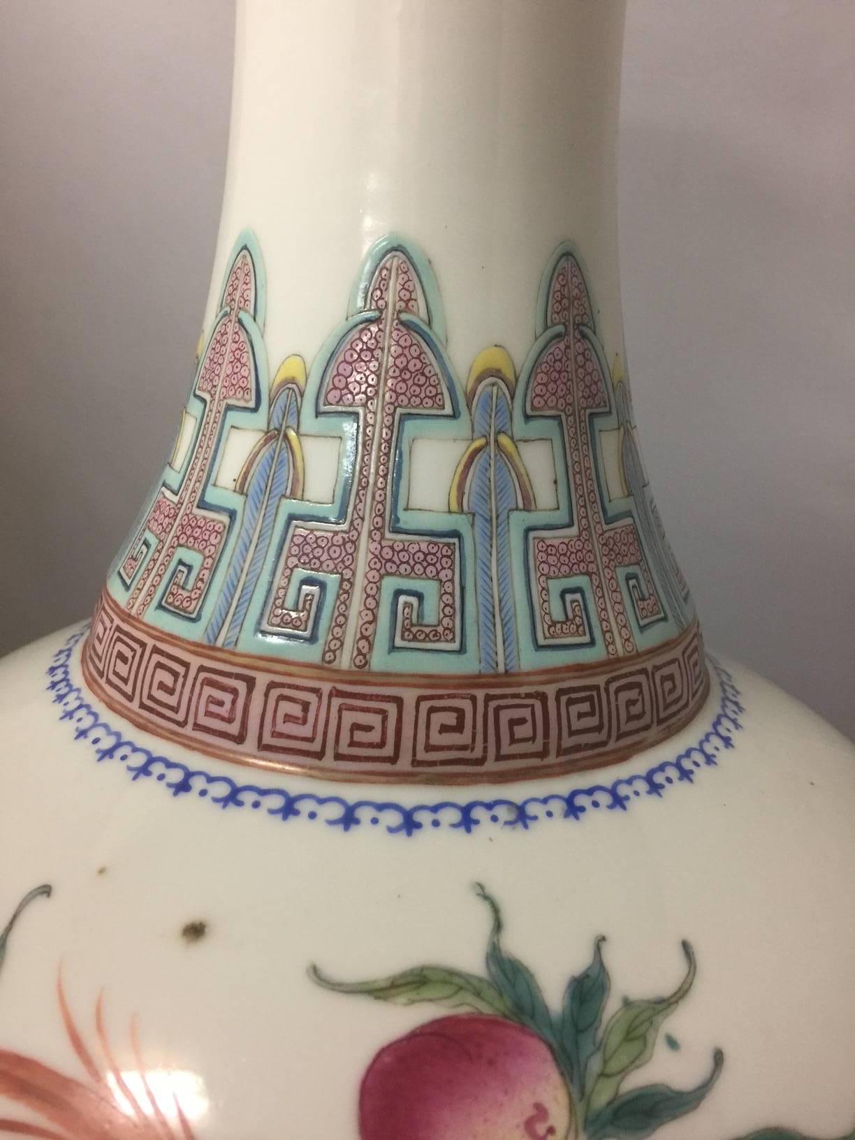 Tall Chinese Porcelain Famille Rose Vase/Stand Hongxian Mark, Early 20th Century 3