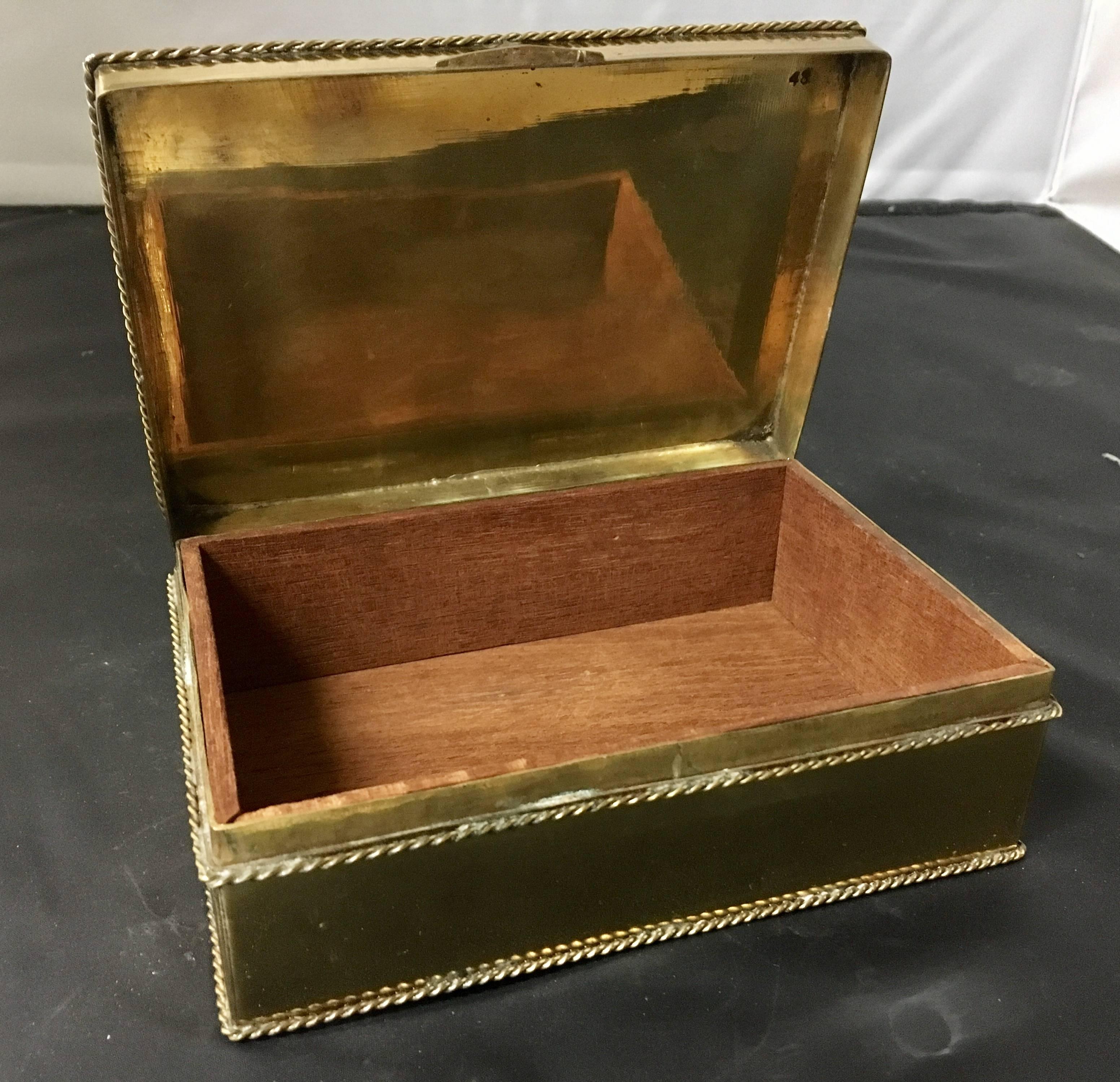 Indian Hollywood Regency Polished Brass and Mahogany Jewelry Box
