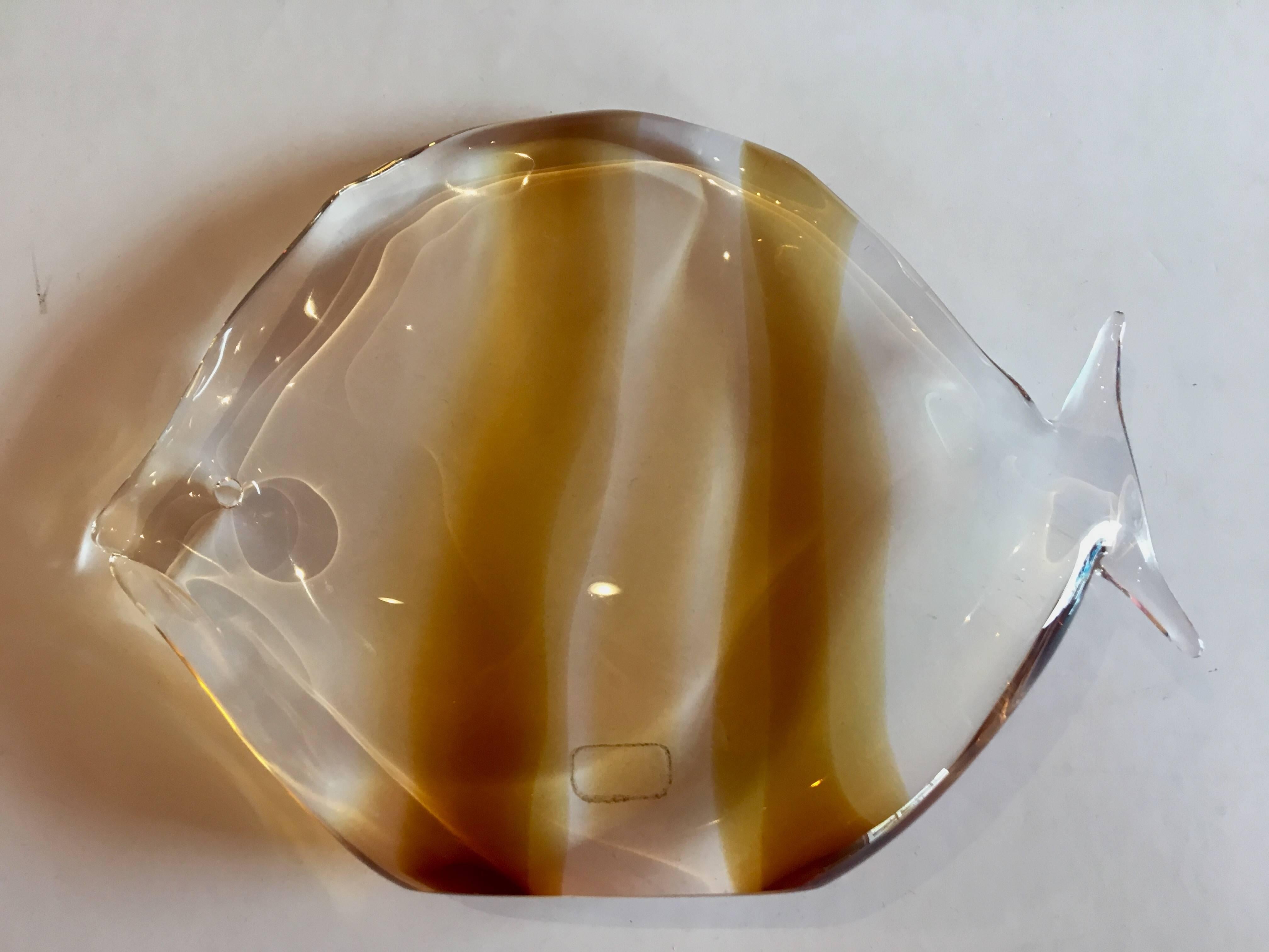 1970s Pair of Murano Italian Glass Fish Sculptures Signed by Oggetti In Excellent Condition In San Diego, CA