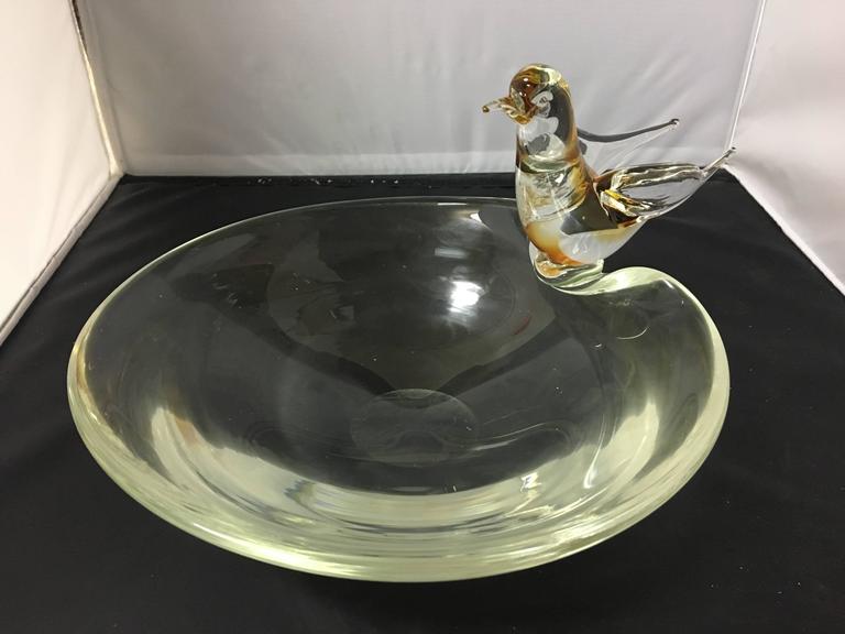 Elegant Murano Clear Glass Bird Bath Bowl Large Italian at 1stDibs