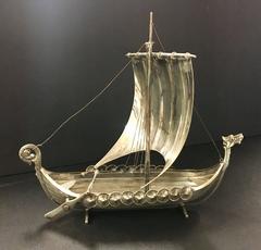 Vintage Silver Plate and Brass Viking Ship