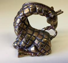 Seltene Miniatur-Skulptur von Joseph Addotta Vergoldete Bronze Giraffe Signiert