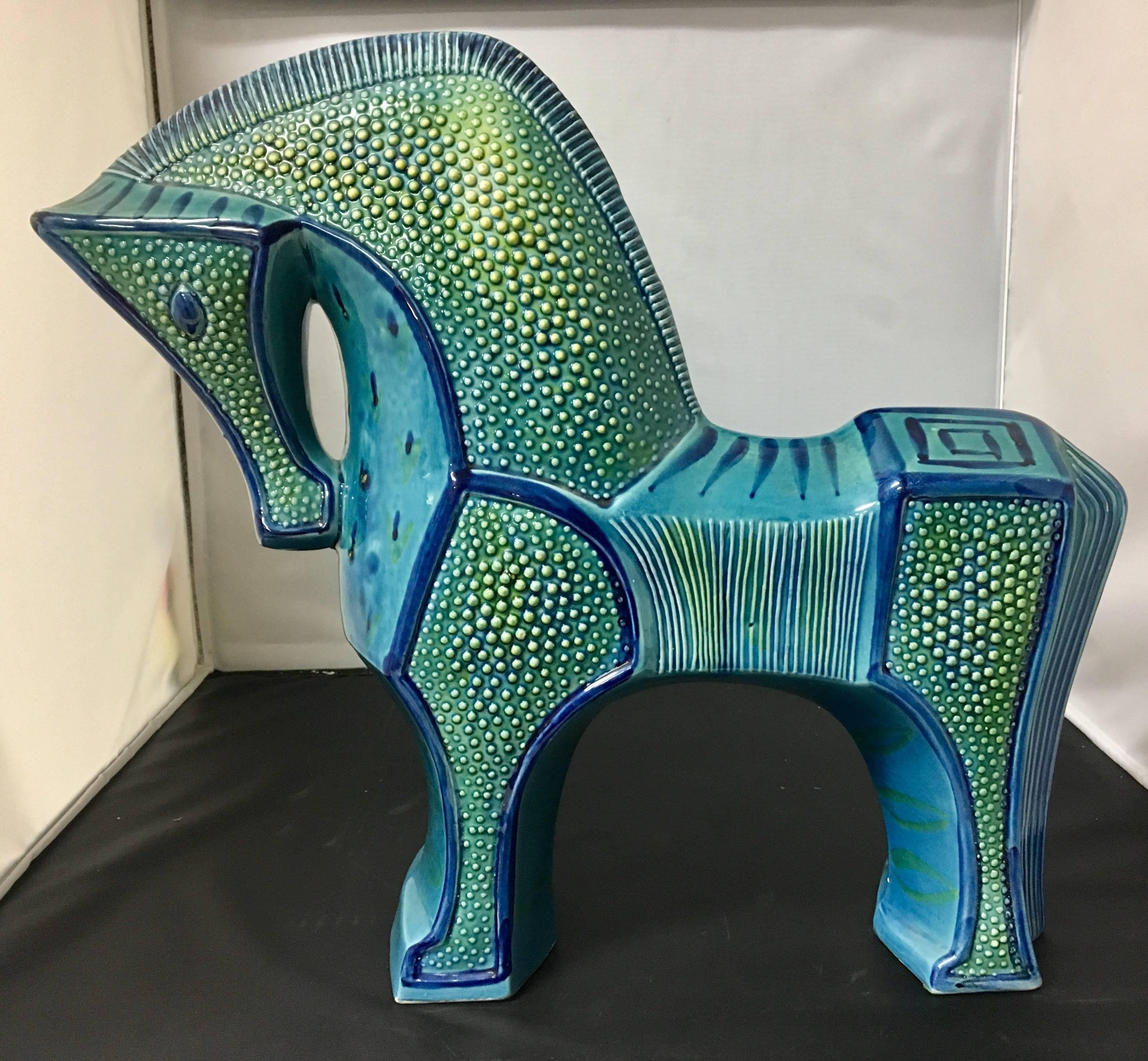 Glazed Massive Italian Trojan Horse Coin Saver or Sculpture in the Style of Bitossi