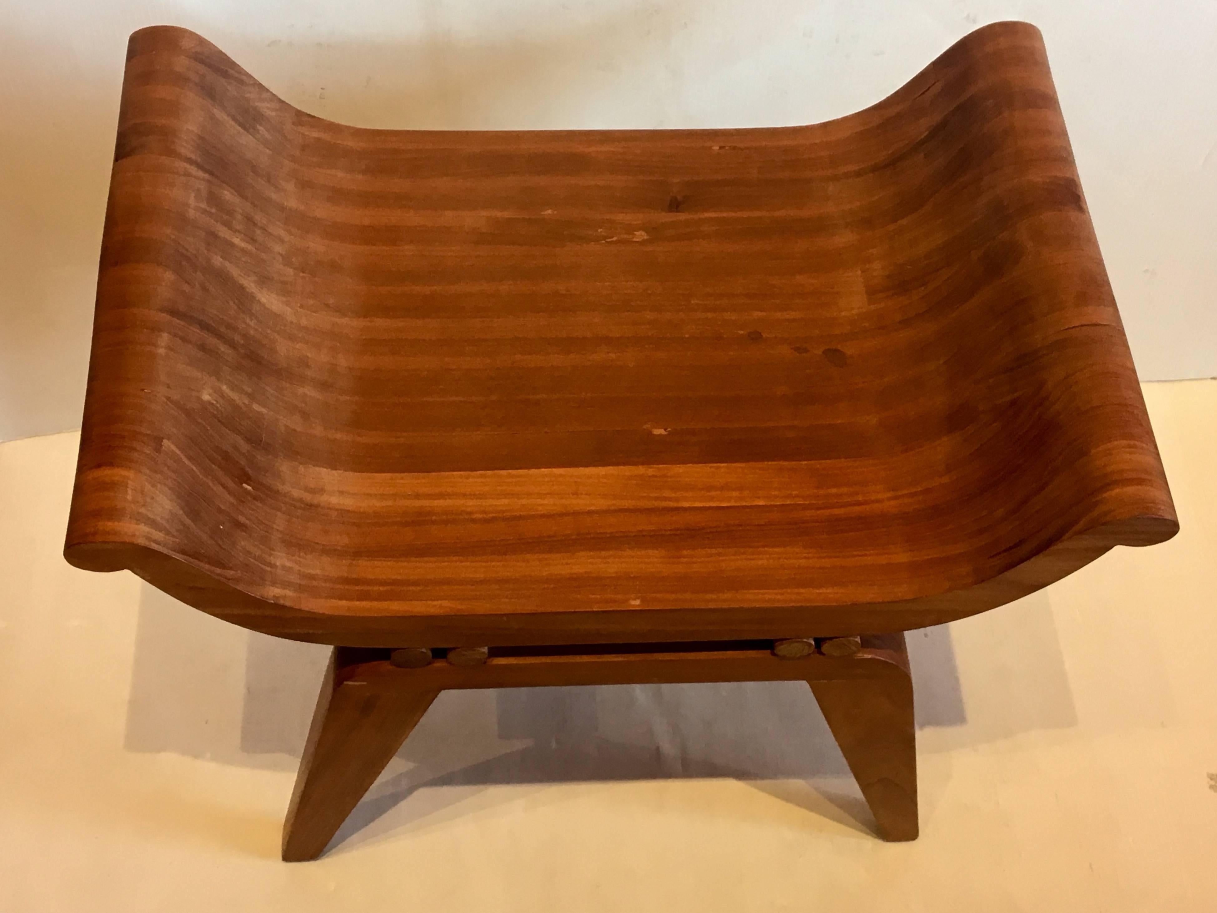 Rare Neoclassical Mexican Modern Solid Mahogany Stool or Bench In Excellent Condition In San Diego, CA