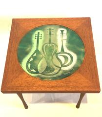 1950s American Mid-Century Modern Walnut Cocktail Table with Enameled Top
