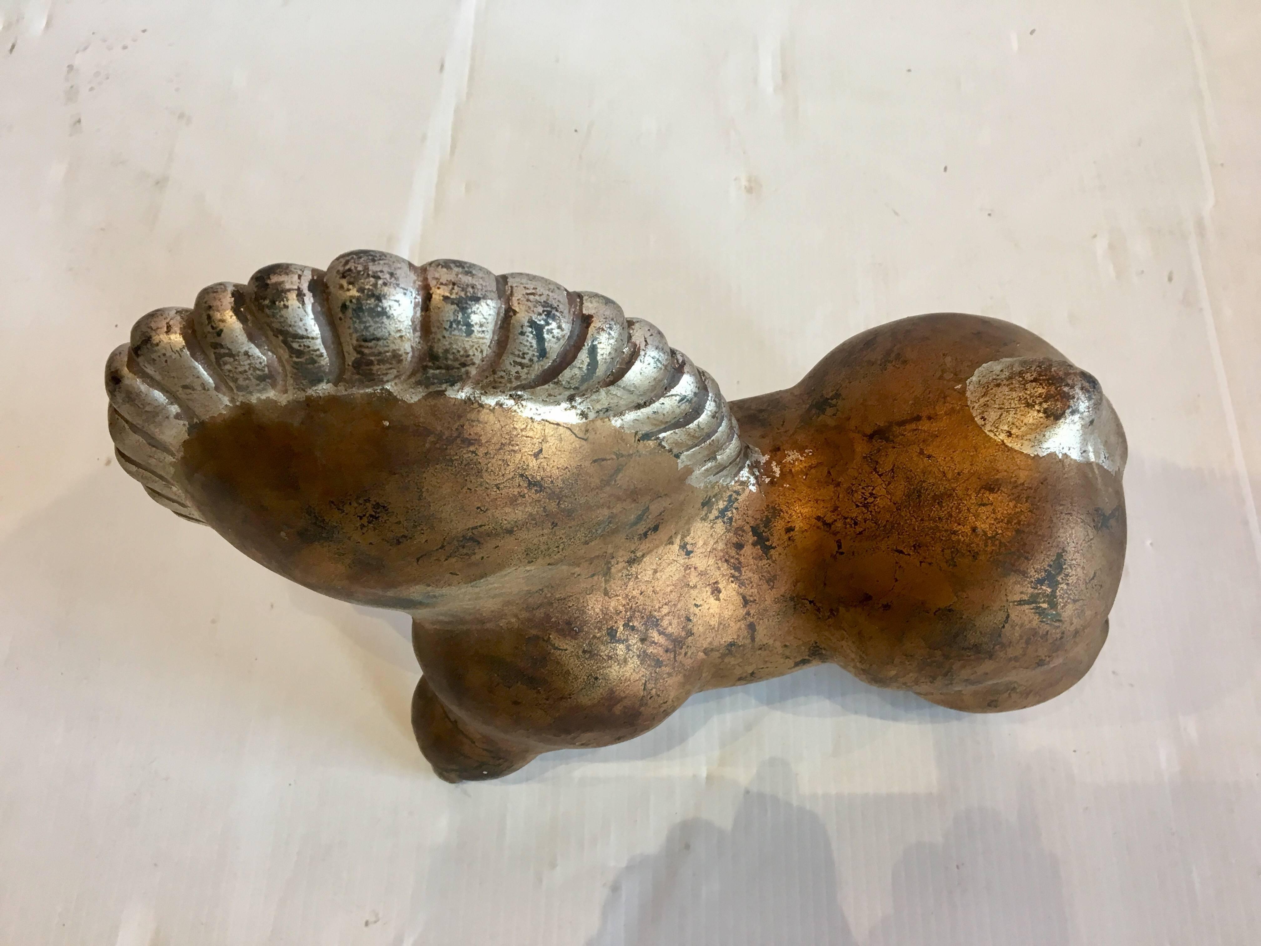 Mid-Century Modern Ceramic Abstract Horse in Gold and Silver Finish In Excellent Condition In San Diego, CA
