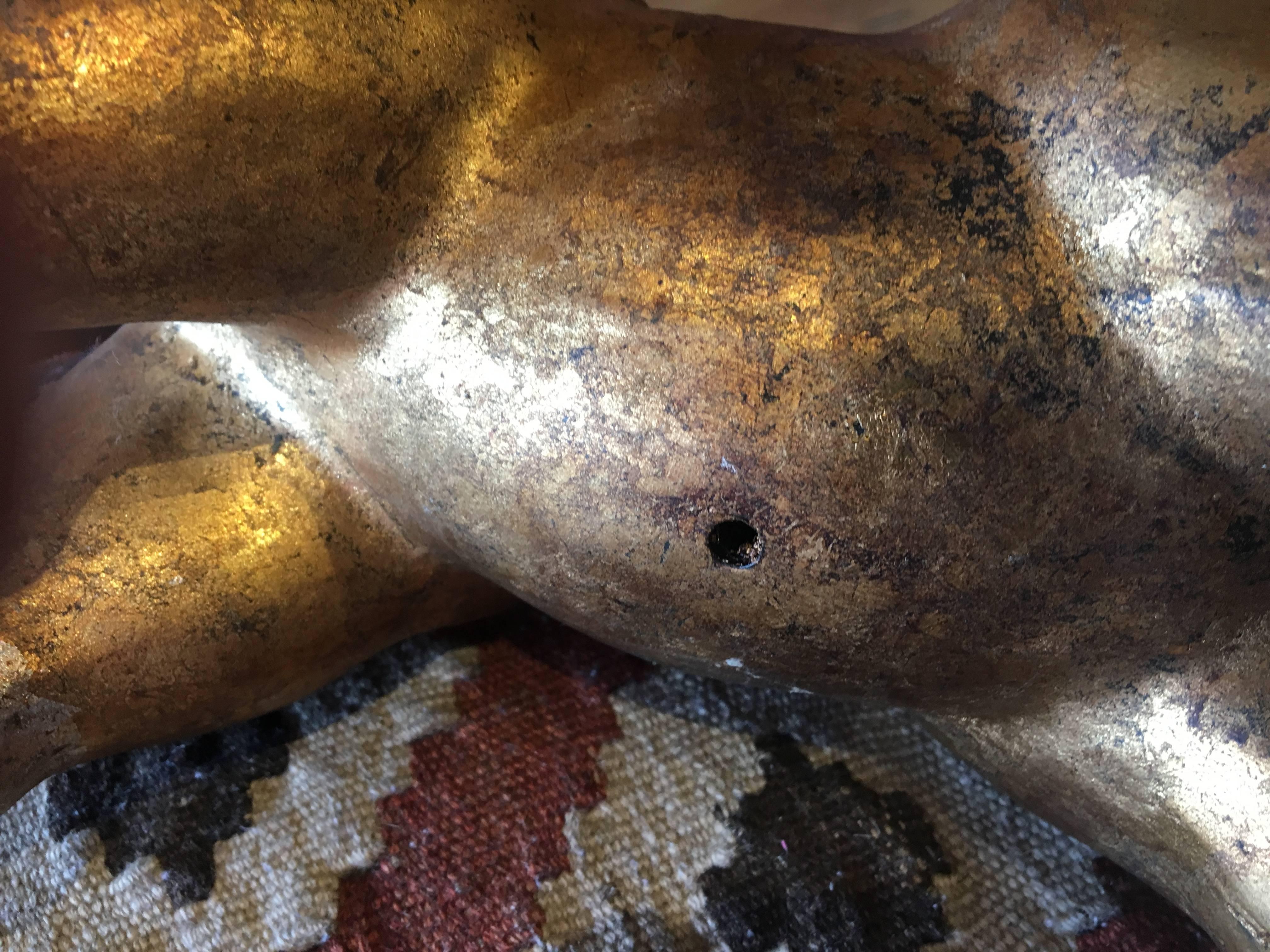 20th Century Mid-Century Modern Ceramic Abstract Horse in Gold and Silver Finish