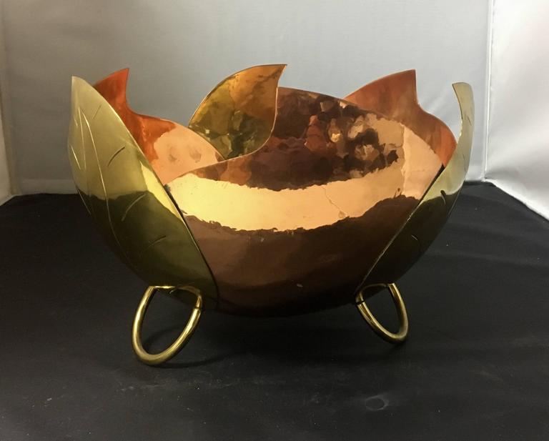 Vintage Mixed Metals Centrepiece or Fruit Bowl in Brass and Copper from