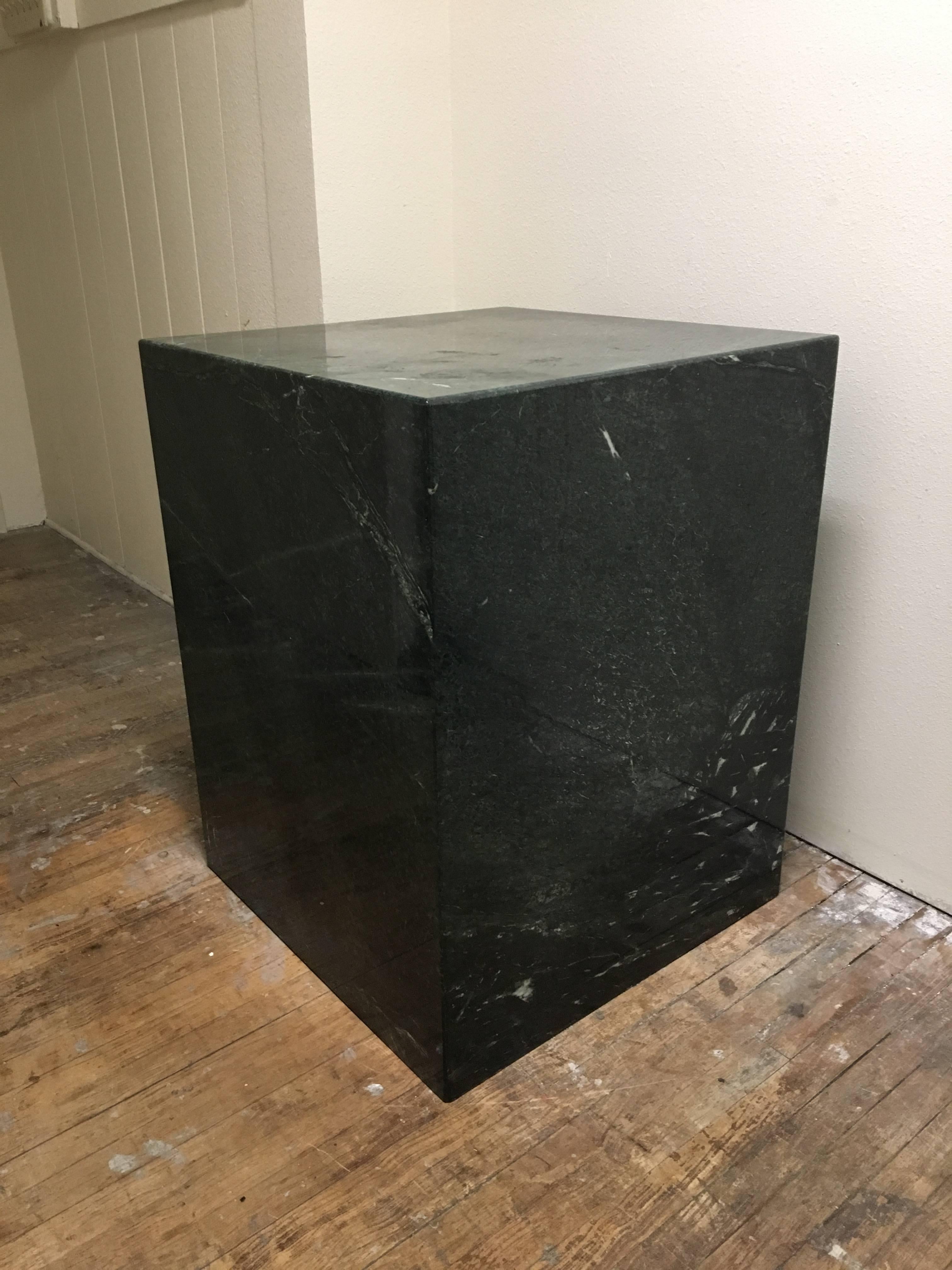 Extra large (28" x 28" x 36") green malachite marble pedestal. Great for displaying a bronze sculpture or a piece of art glass.