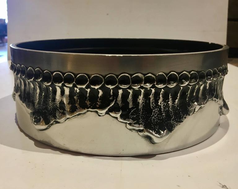 Belgian Rare Aluminum Brutal Centerpiece Bowl Attributed to Luyckx for Aluclair For Sale