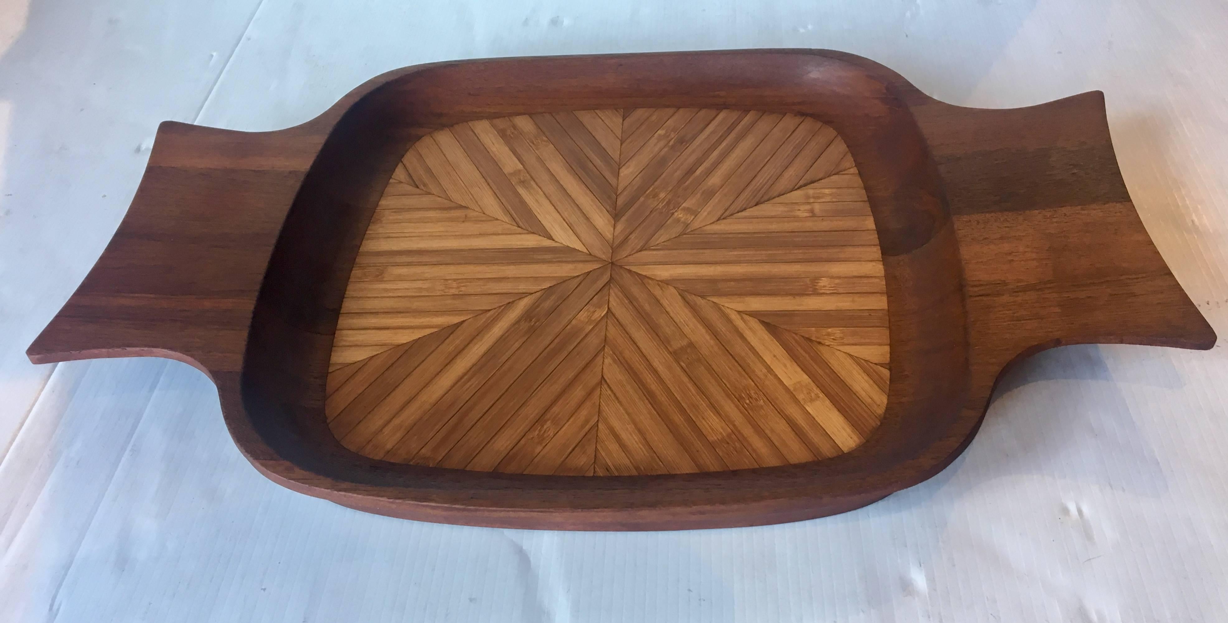 Danish Rare Large Dansk Tray Designed by Quistgaard, Teak and Bamboo