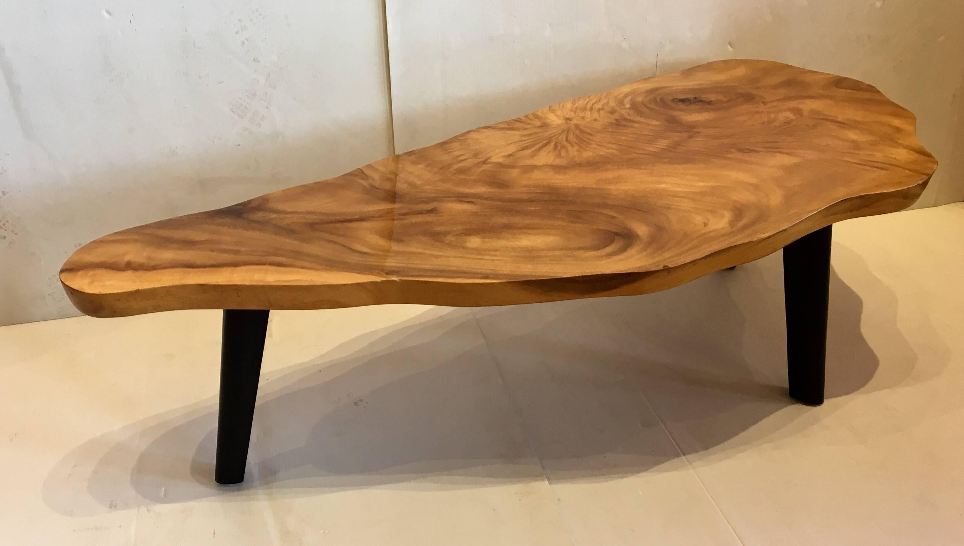 1960s Mid-Century American Freeform Solid Koa Coffee Table In Good Condition In San Diego, CA