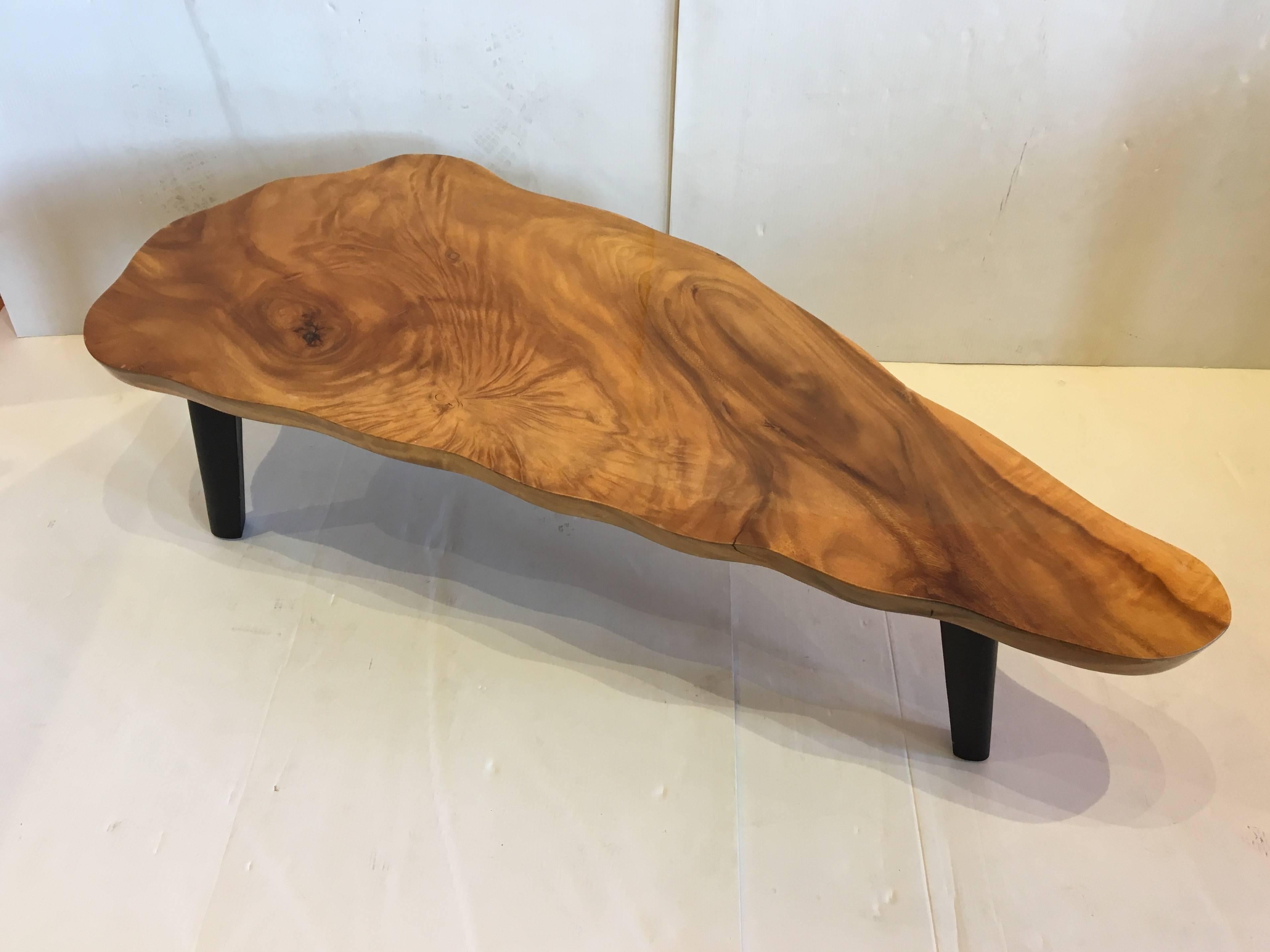 Wood 1960s Mid-Century American Freeform Solid Koa Coffee Table