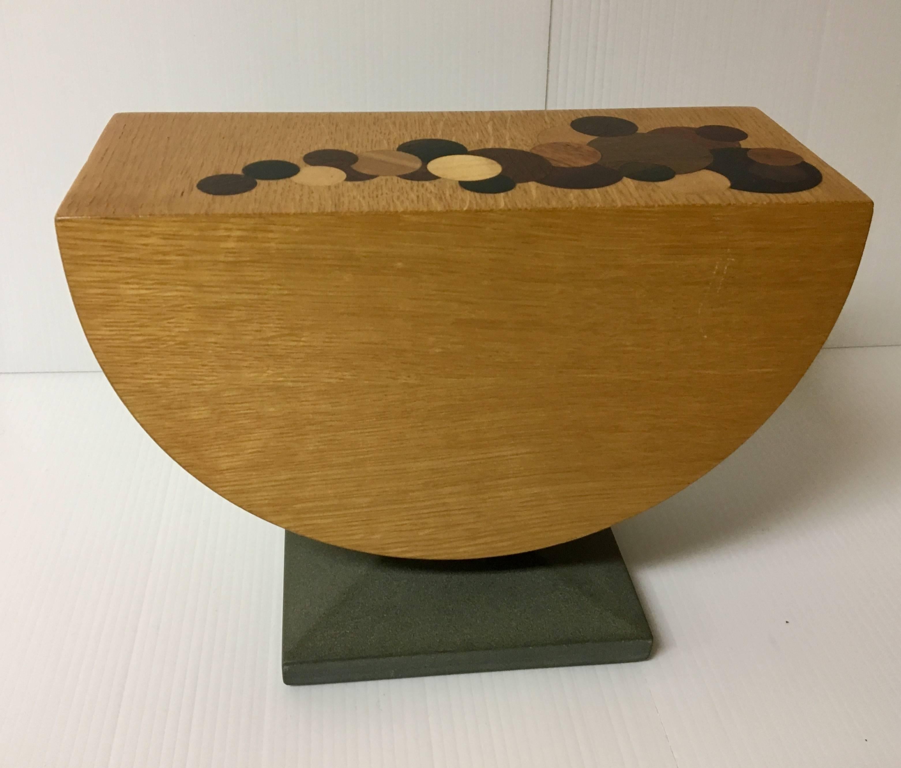 American Handmade Mixed Woods and Slate Base Tabletop Jewelry Box