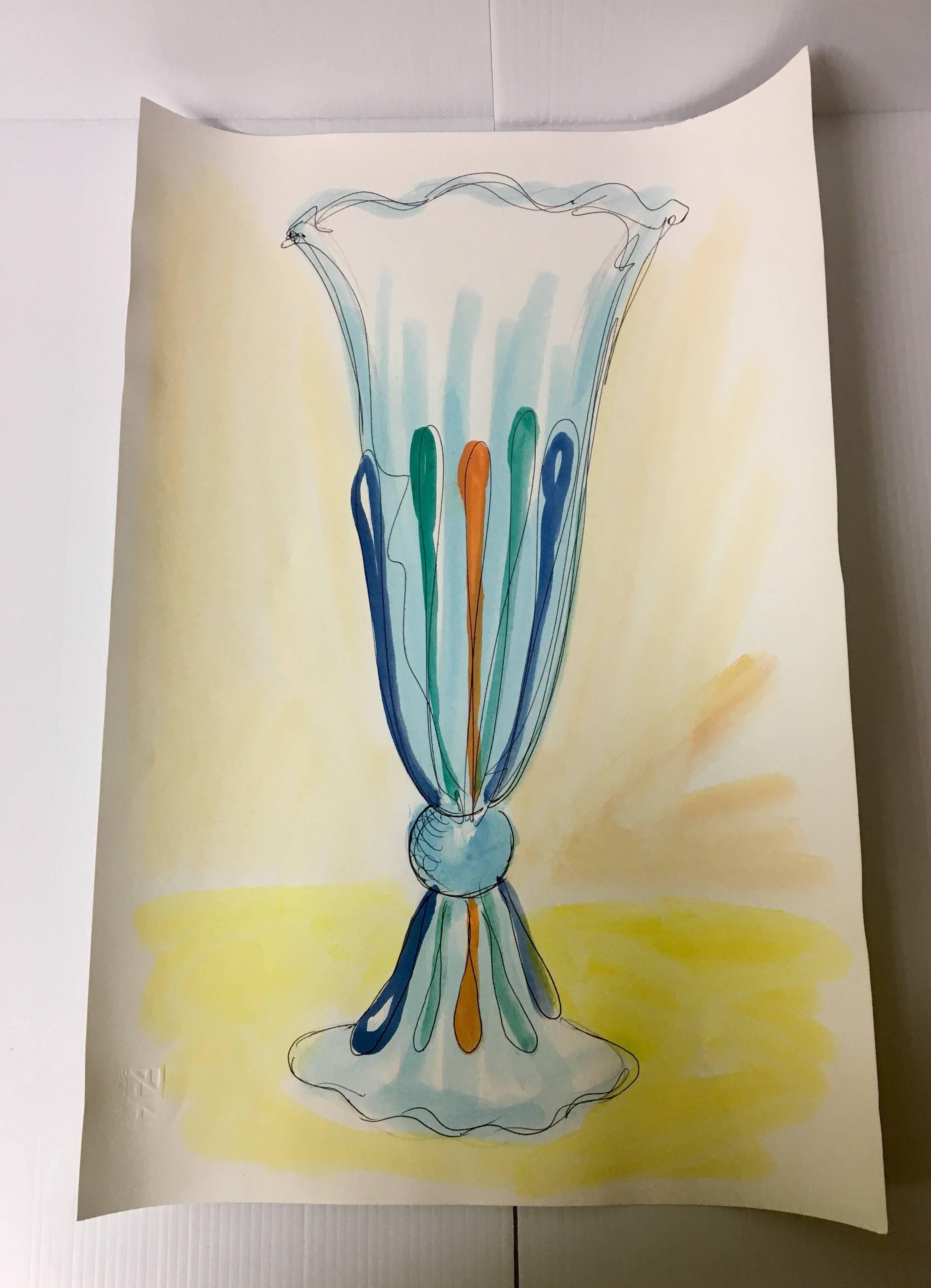 20th Century Magnificent Extra Tall Italian Murano Glass Vase by Danilo Zanella Custom-Made