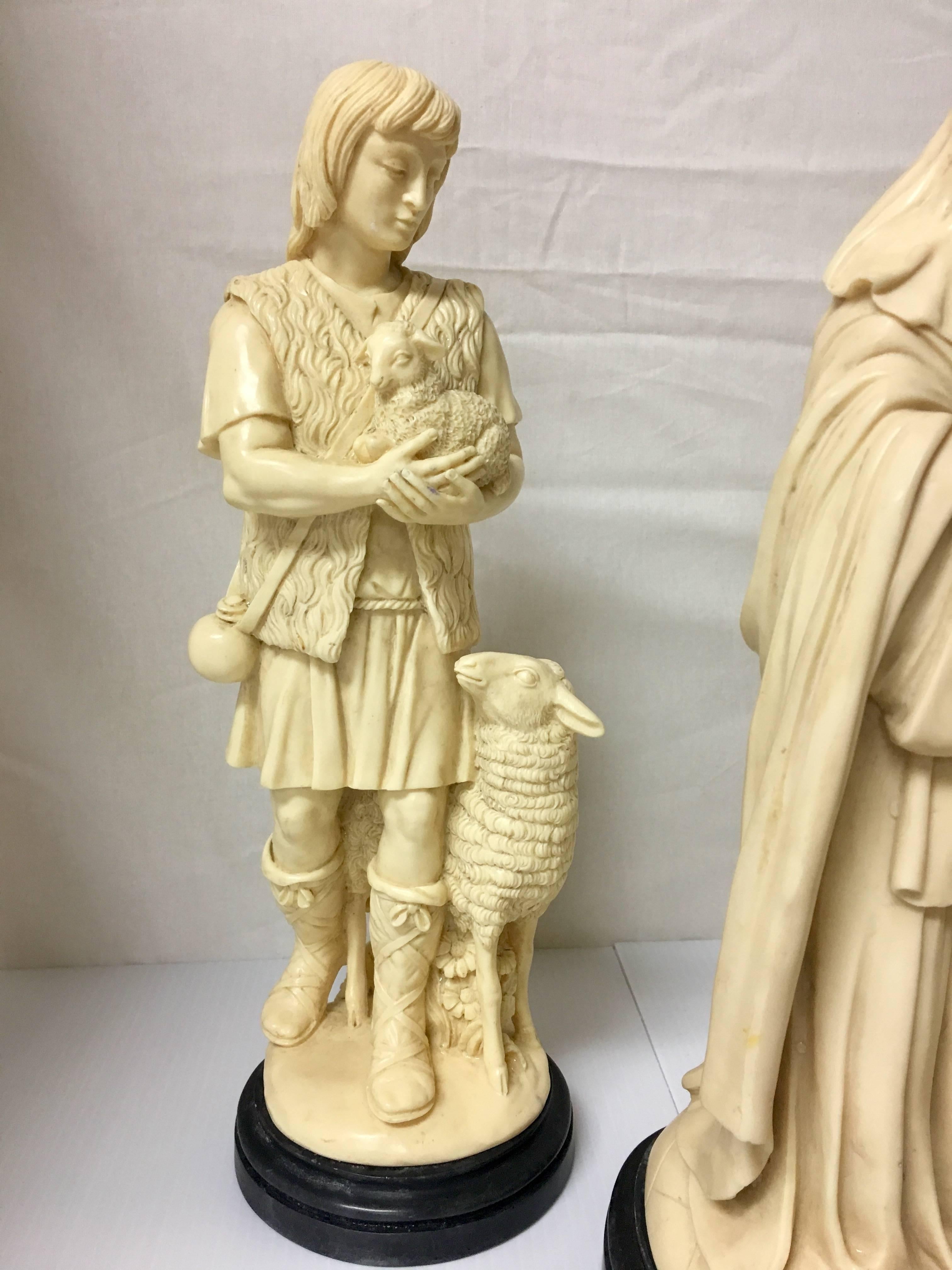 Beautiful Vintage Italian Nativity Set in Resin Signed by G. Ruggeri for Bianchi 1