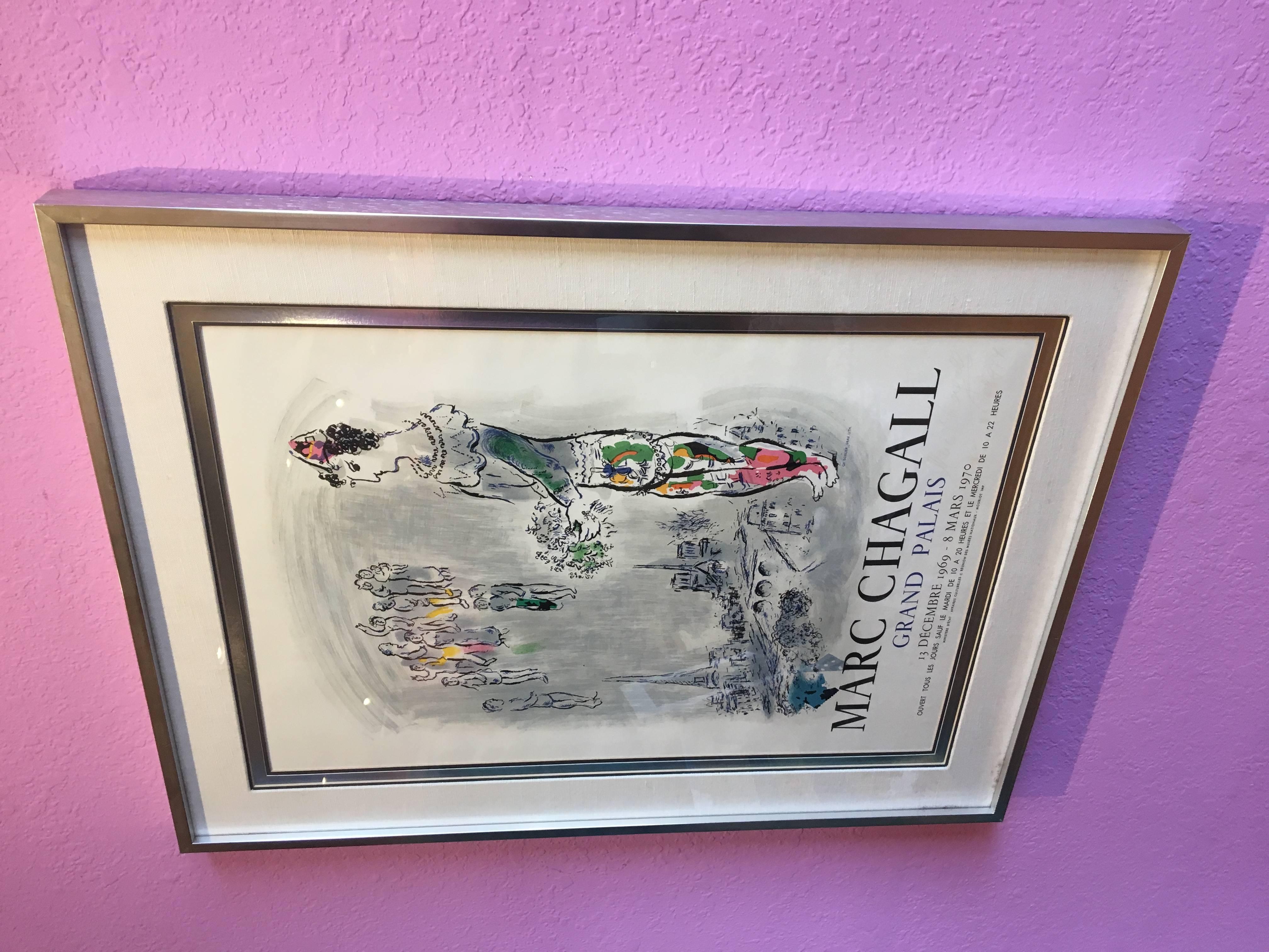 Beautiful rare exhibition poster framed, signed by the artist, circa 1969 by Sorlier Lithograph, the poster its in nice condition the signature its a bit faded.