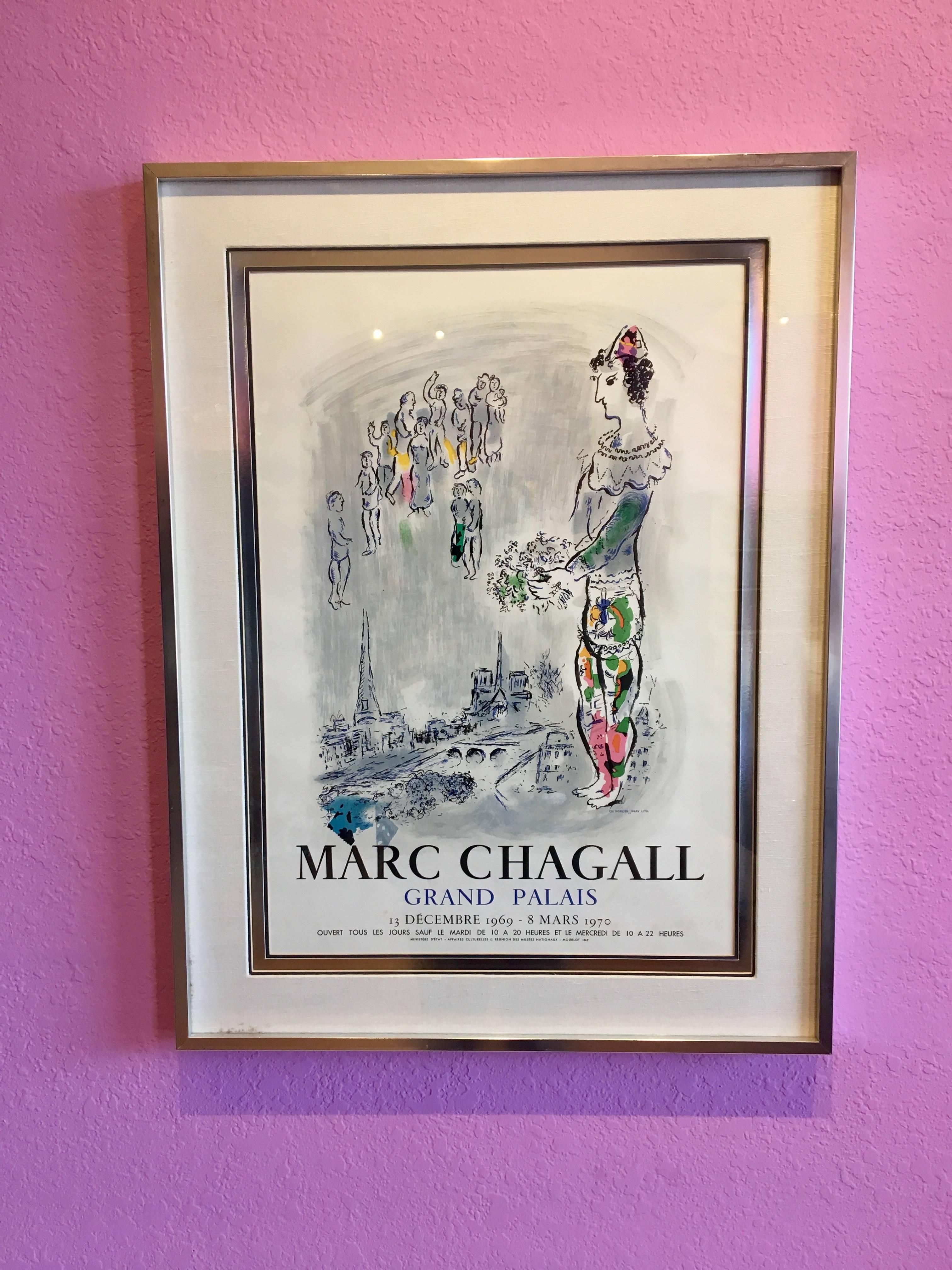 Rare Original Poster by Marc Chagall Signed Litho Le Grand Palais Mourlot In Good Condition In San Diego, CA