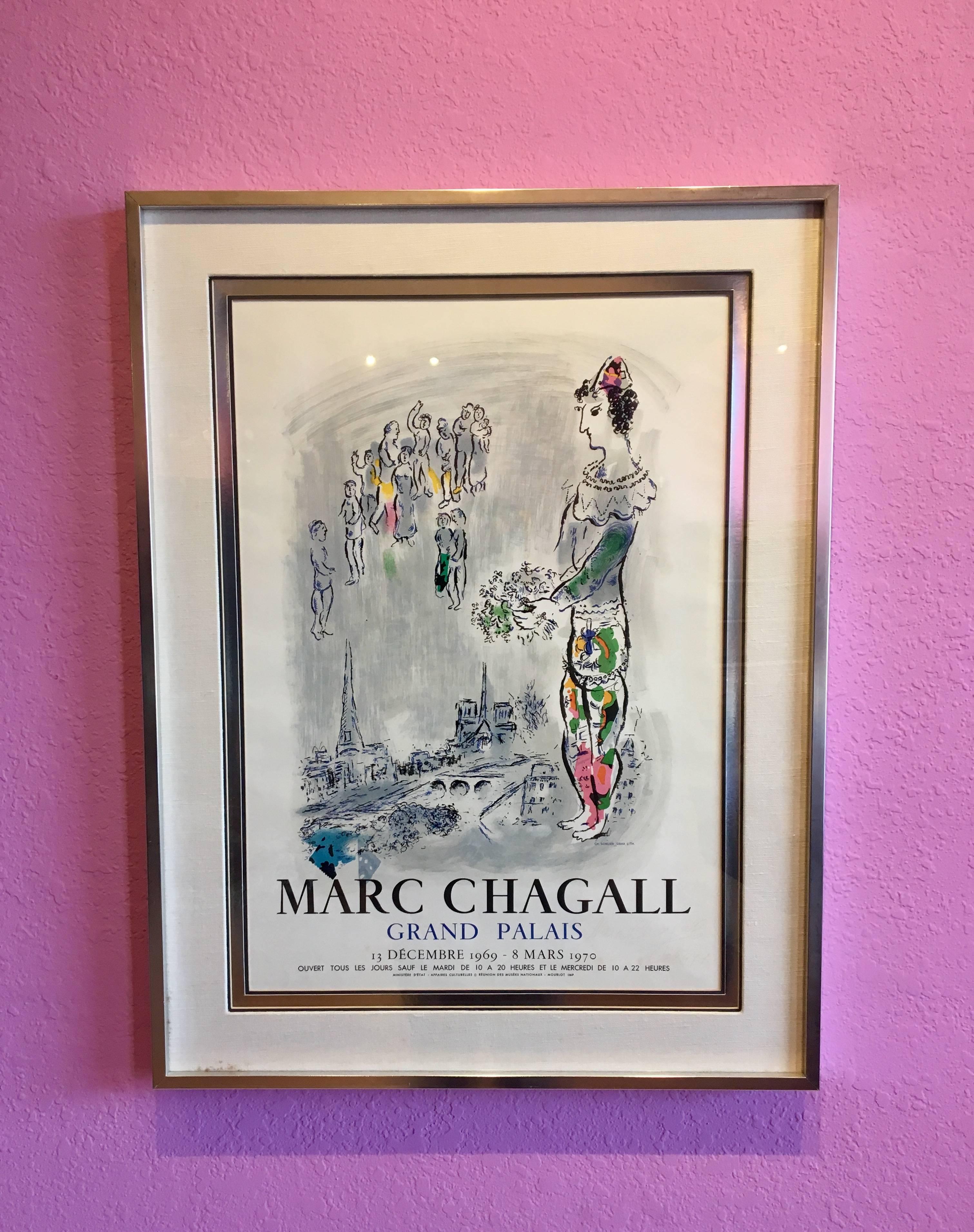 20th Century Rare Original Poster by Marc Chagall Signed Litho Le Grand Palais Mourlot