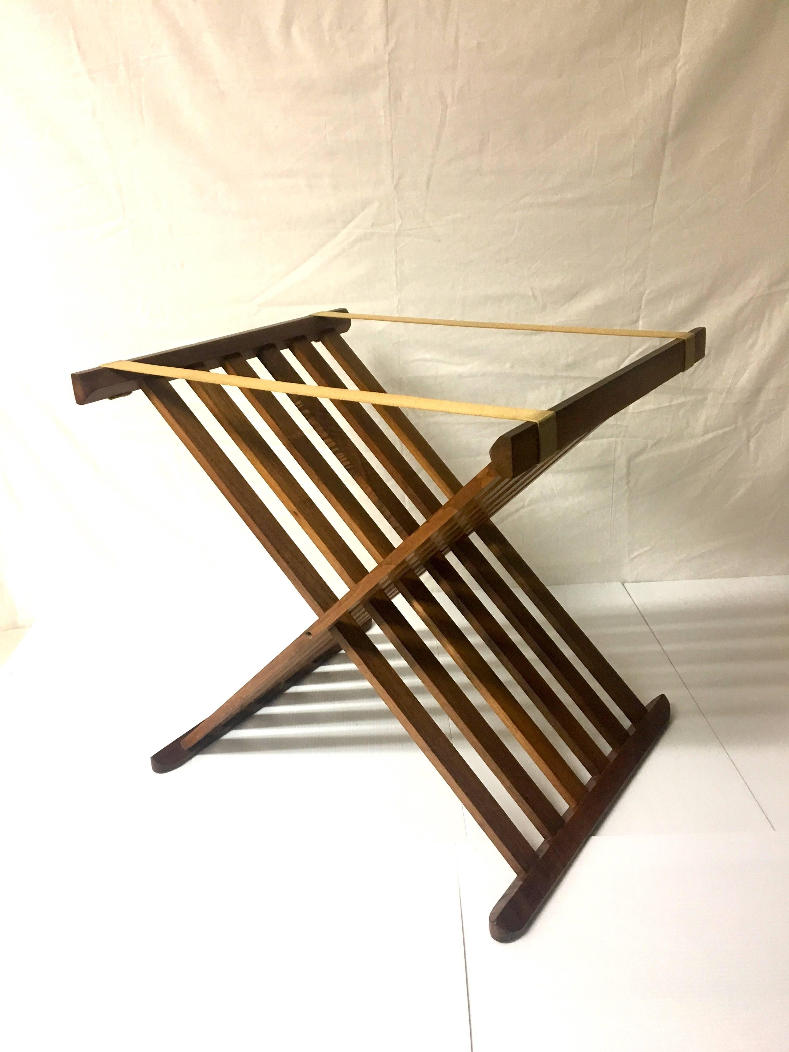 Mid-Century Campaign Style Walnut Folding Table by Kipp Stewart for Drexel In Excellent Condition In San Diego, CA