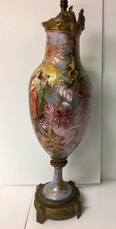 Antique Hand-Painted French Lamp Attributed to Sevres at 1stdibs