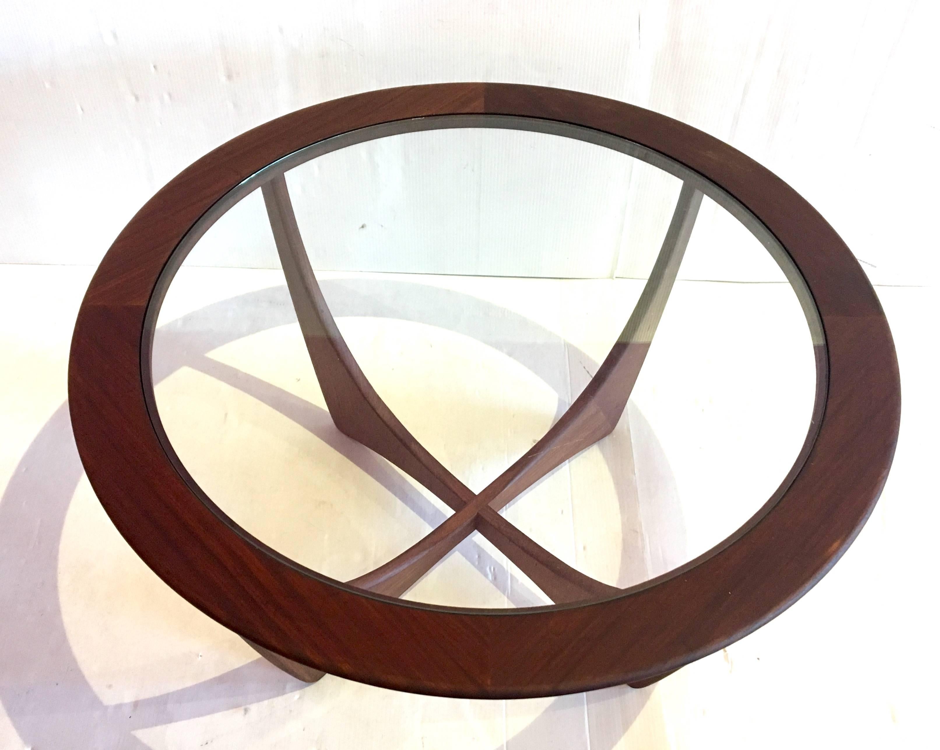 Beautiful and unique solid walnut round coffee table, with glass insert gorgeous base in the style of Adrian Pearsall , circa 1950s freshly refinished with a hand rubbed oil finish .