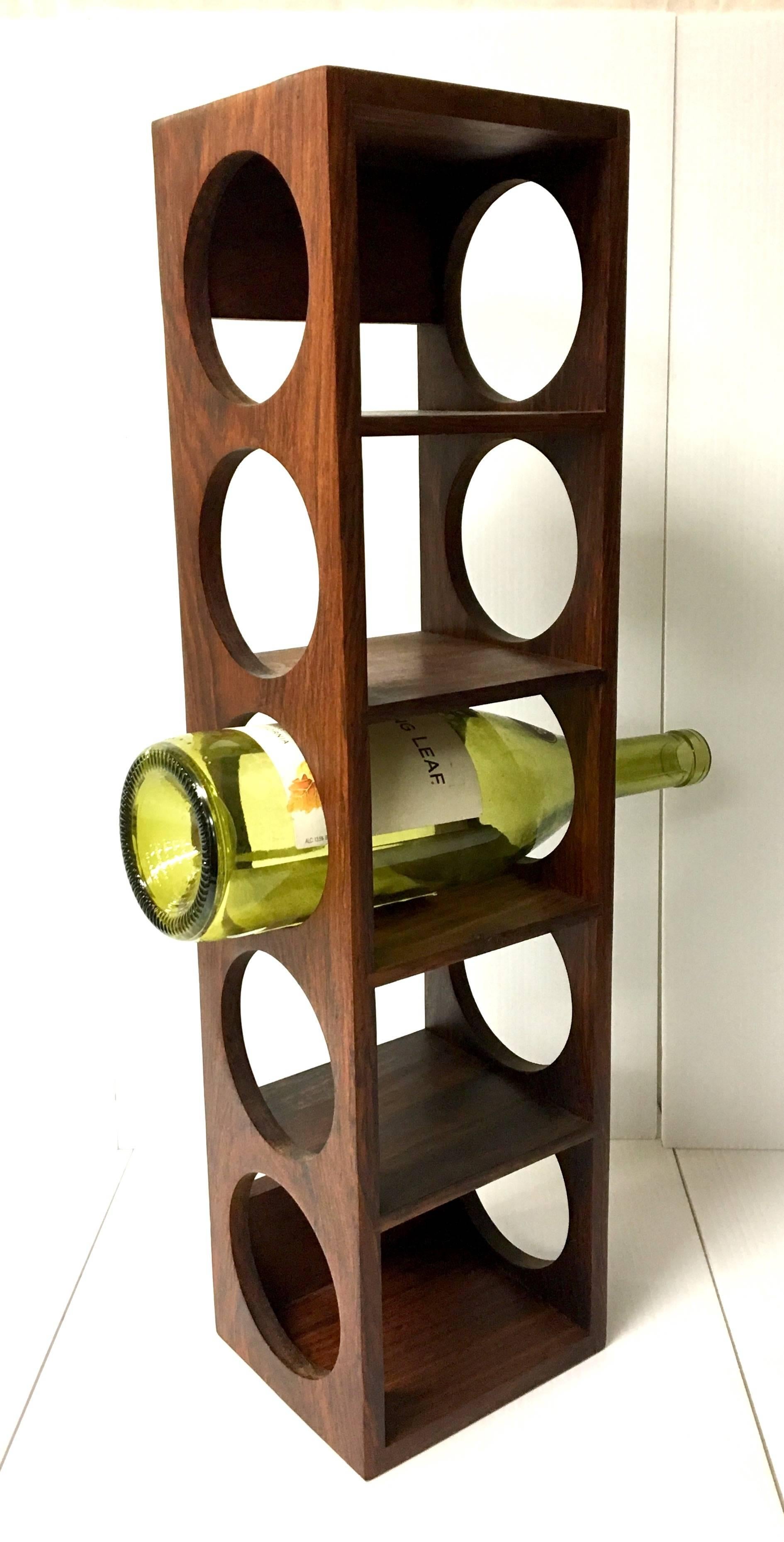 Scandinavian Modern Danish Modern Five Bottle Solid Rosewood Wall-Mounted Wine Racks For Sale