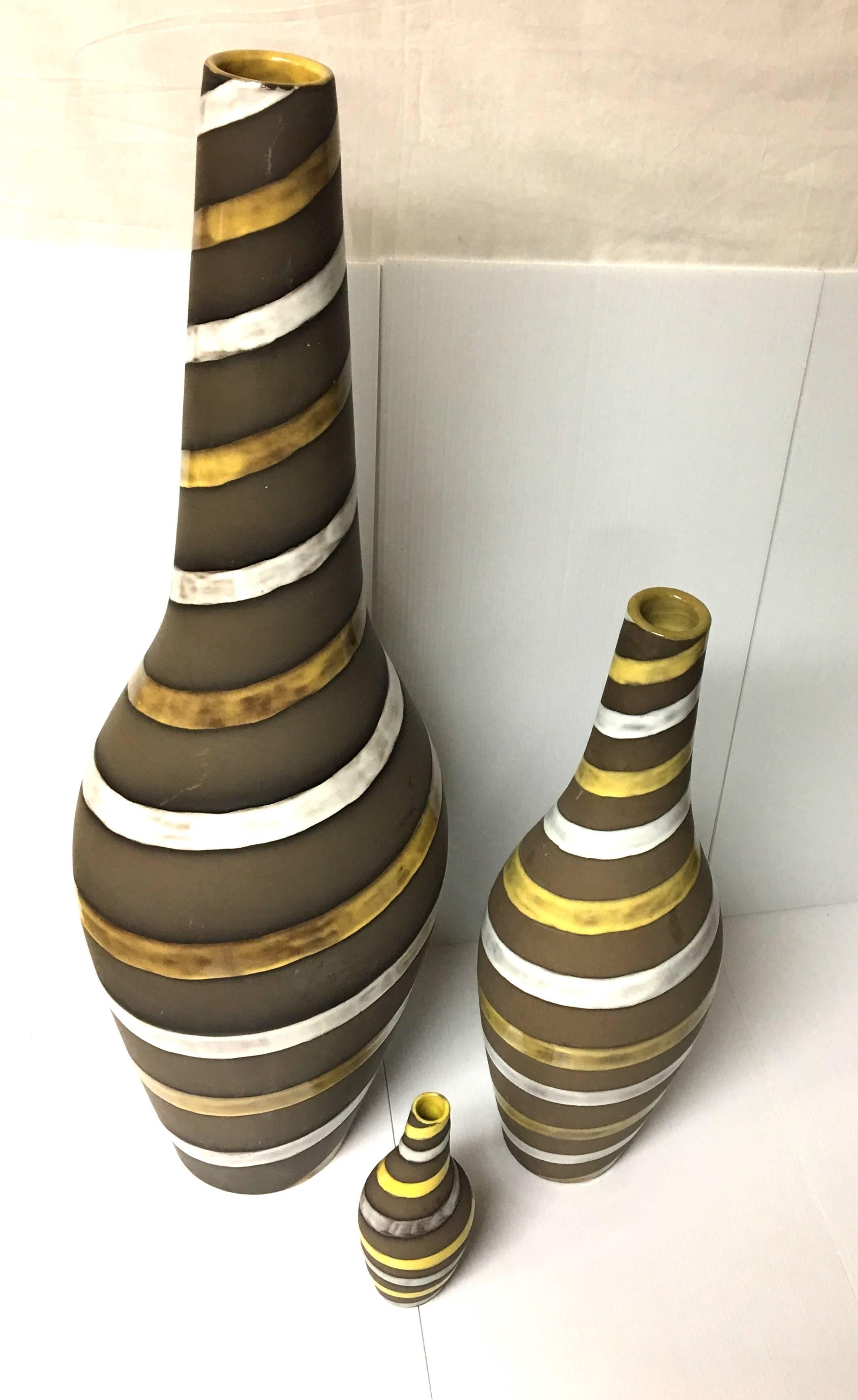 Massive Trio of Ceramic Swedish Vases by Ingrid Atterberg for Upsala Ekeby In Excellent Condition In San Diego, CA