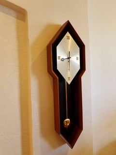 Vintage Arthur Umanoff Pendulum Clock for Howard Miller in Walnut Caze
