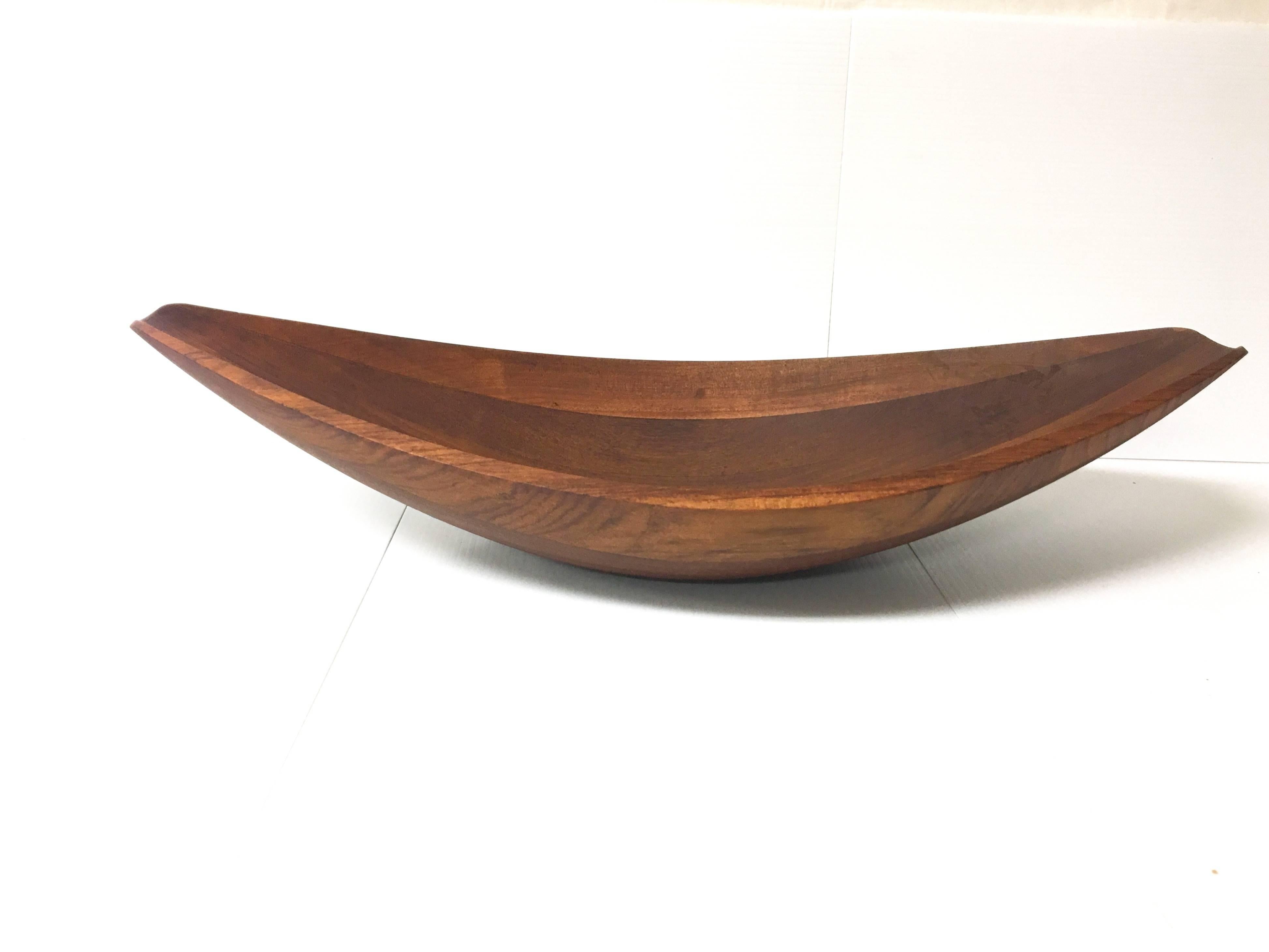 Scandinavian Modern Extra Large Staved Teak Canoe Bowl Designed by Quistgaard for Dansk Rare