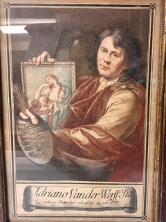 (after) Adriaen Van Der Werff, Self Portrait, ca. 18th Century mezzotint