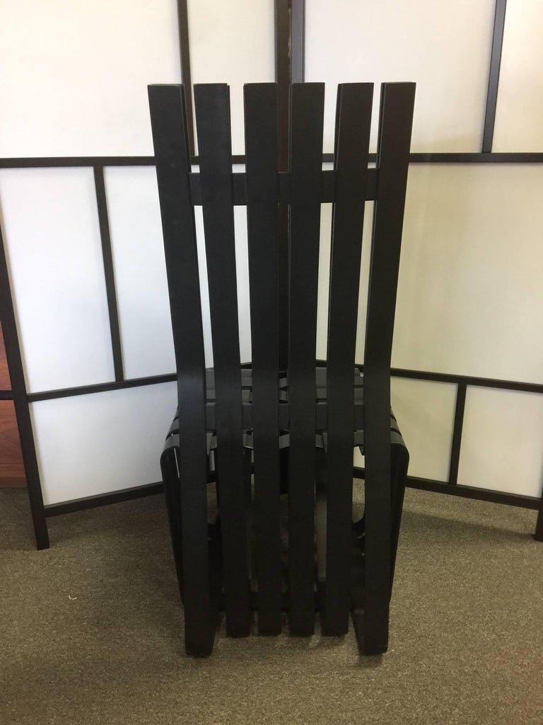 Pair of "High Sticking" Black Hard Wood Chairs by Frank Gehry for Knoll