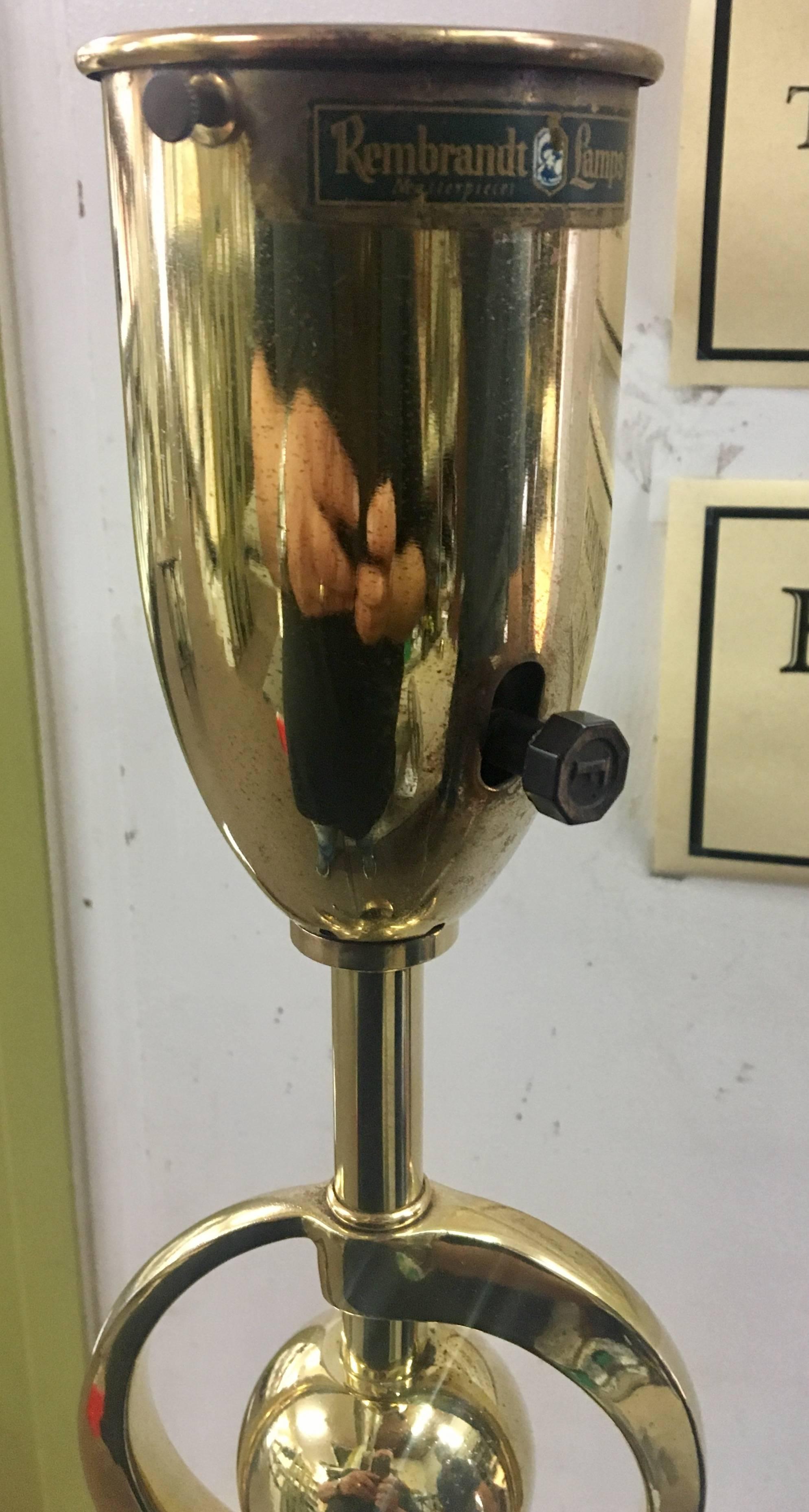 Art Deco Polished Brass Floor Lamp by the Rembrandt Lamp Company In Excellent Condition In San Diego, CA