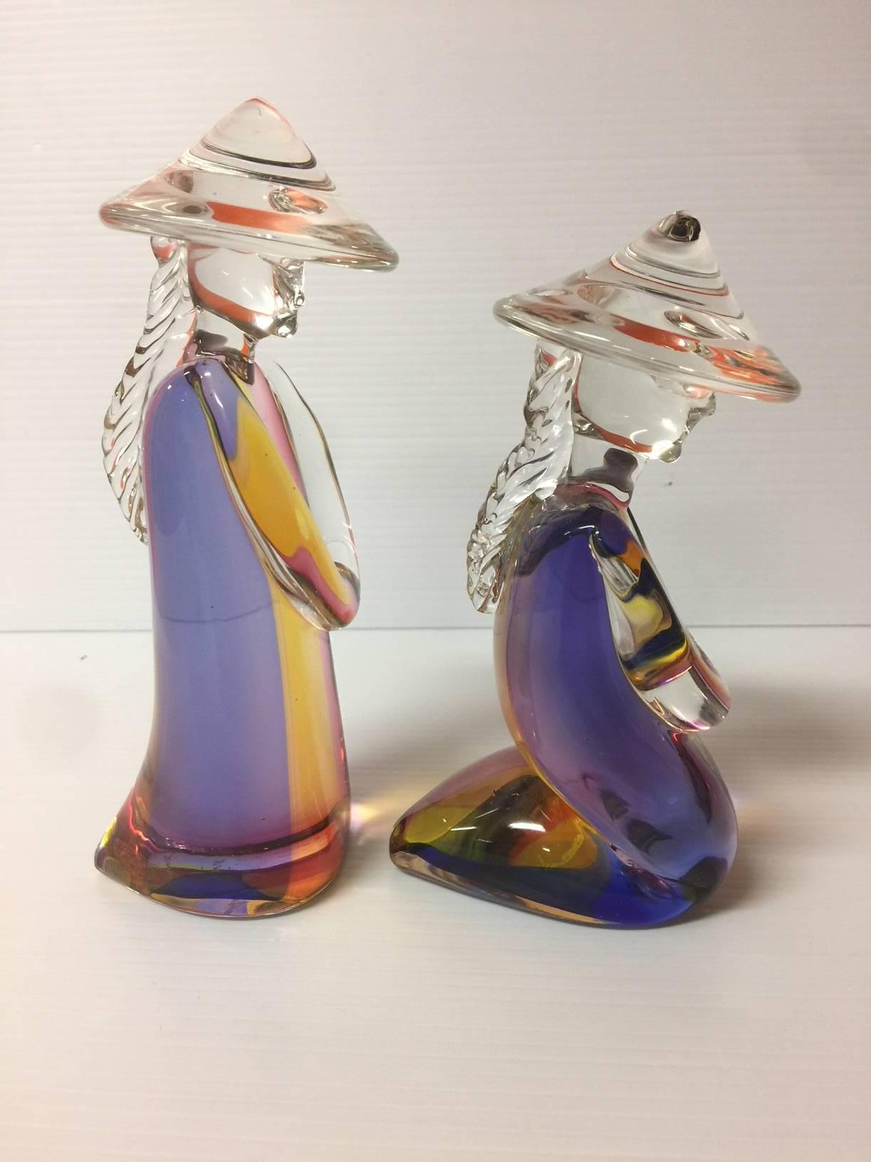 murano glass asian figurines