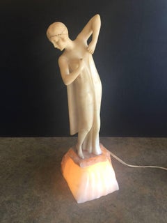 Vintage Art Deco Figural Alabaster / Marble Table Lamp, 1920s