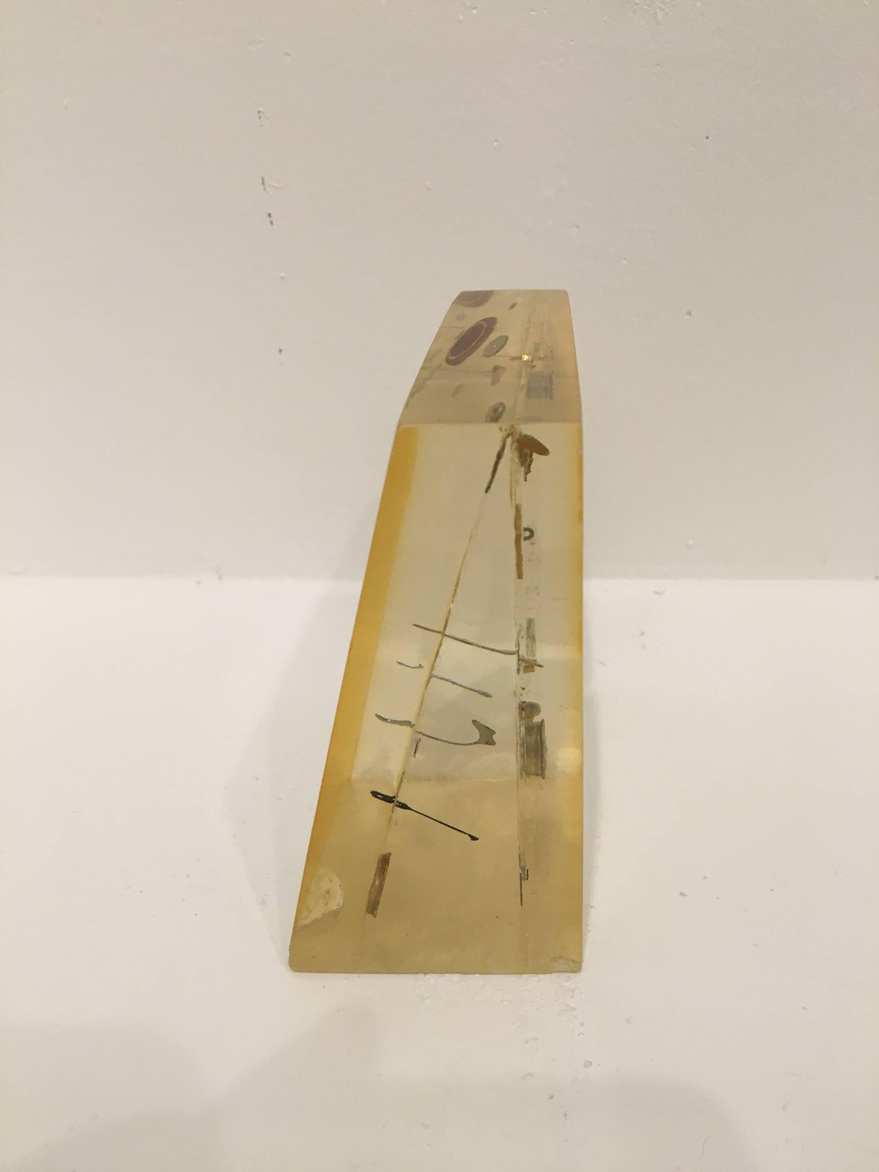 French Modernist Lucite Resin Sculpture with Exploded Clock