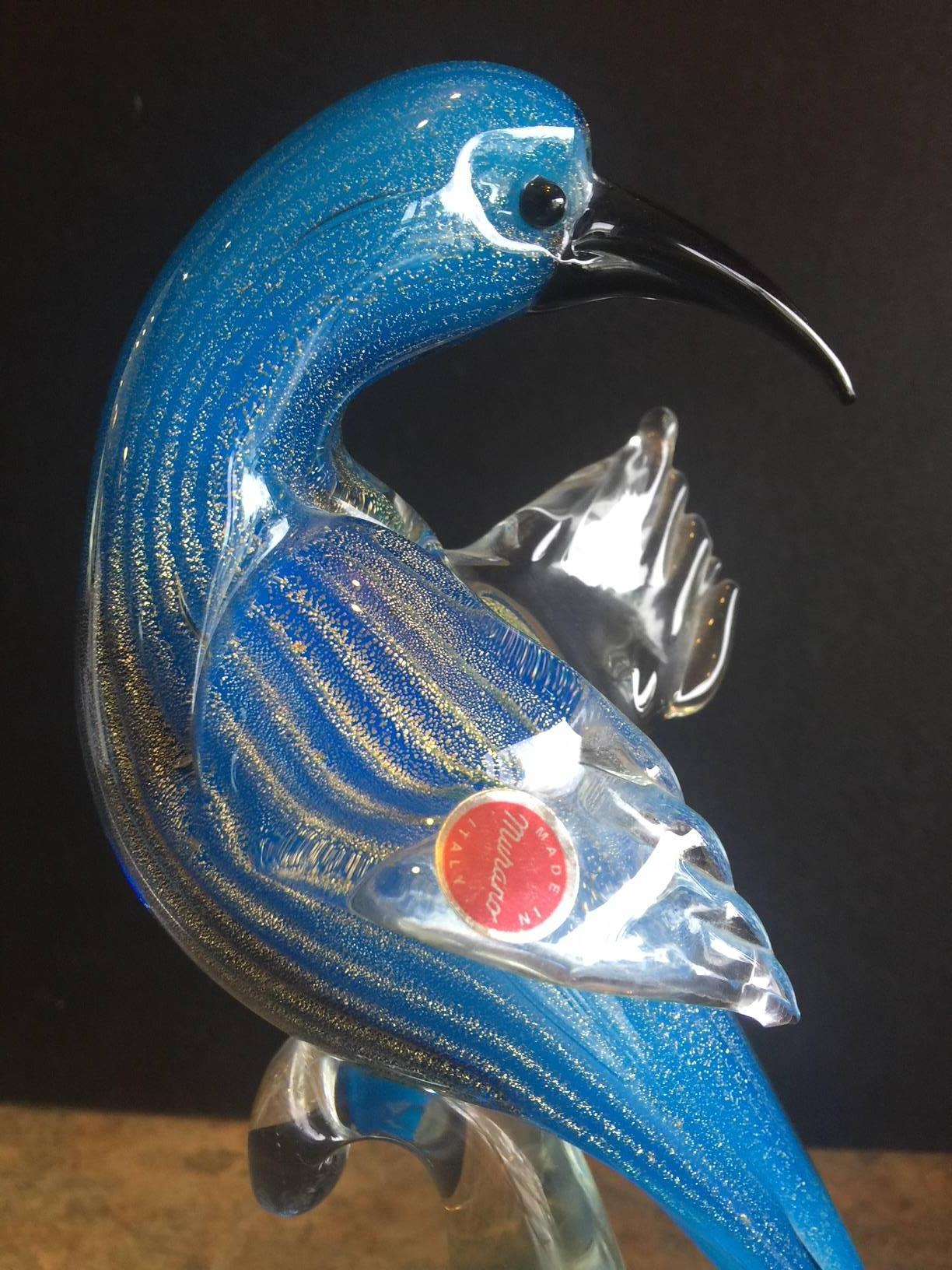 20th Century Vibrant Parrot / Bird Art Glass Sculpture by Murano Glass, circa 1960s