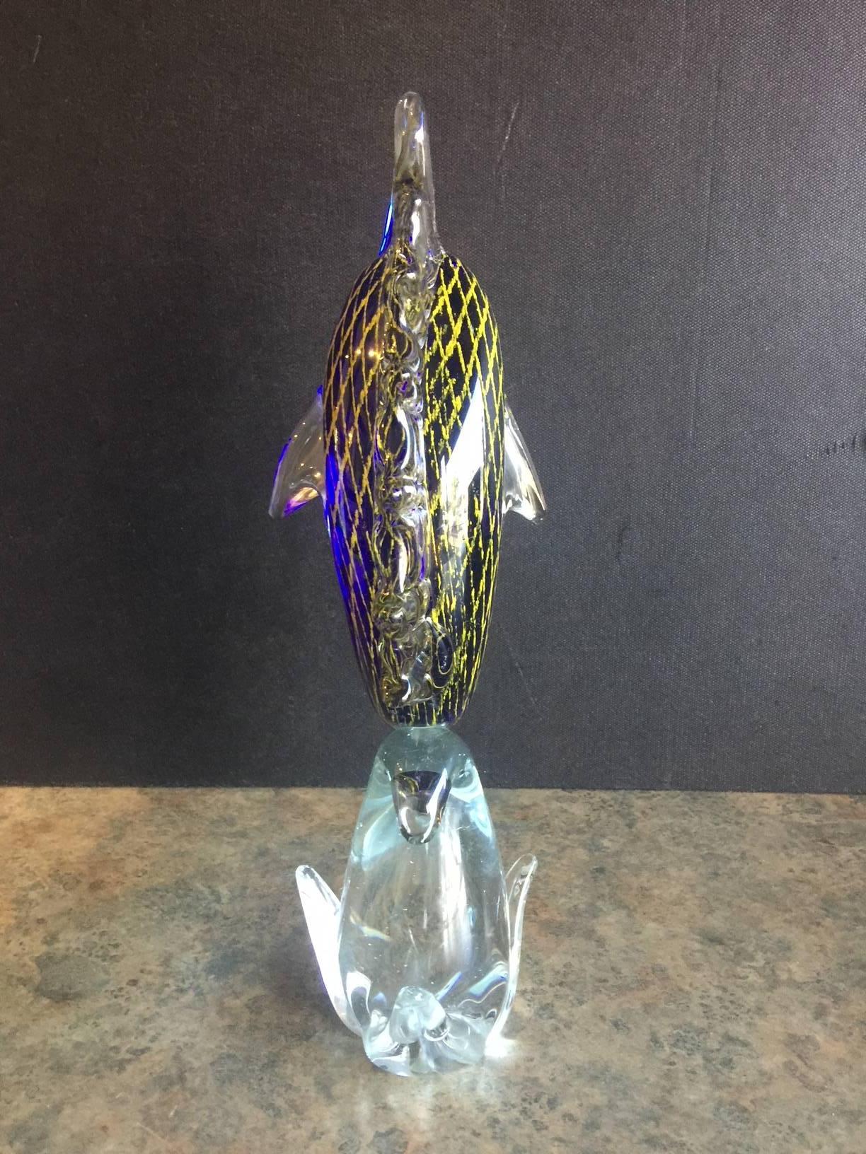 Sail Fish Art Glass Sculpture by Murano Glass, circa 1960s In Excellent Condition In San Diego, CA