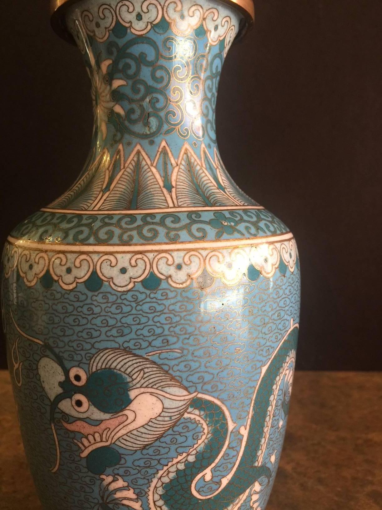 Cloissoné Chinese Five-Tied Emperor Cloisonne Vase from the Republic Period For Sale