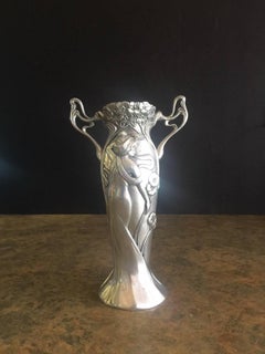 Striking Art Nouveau Serenity Vase in Pewter by A.E. Williams