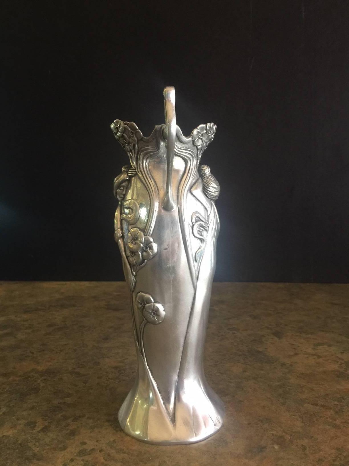 art nouveau pewter vase