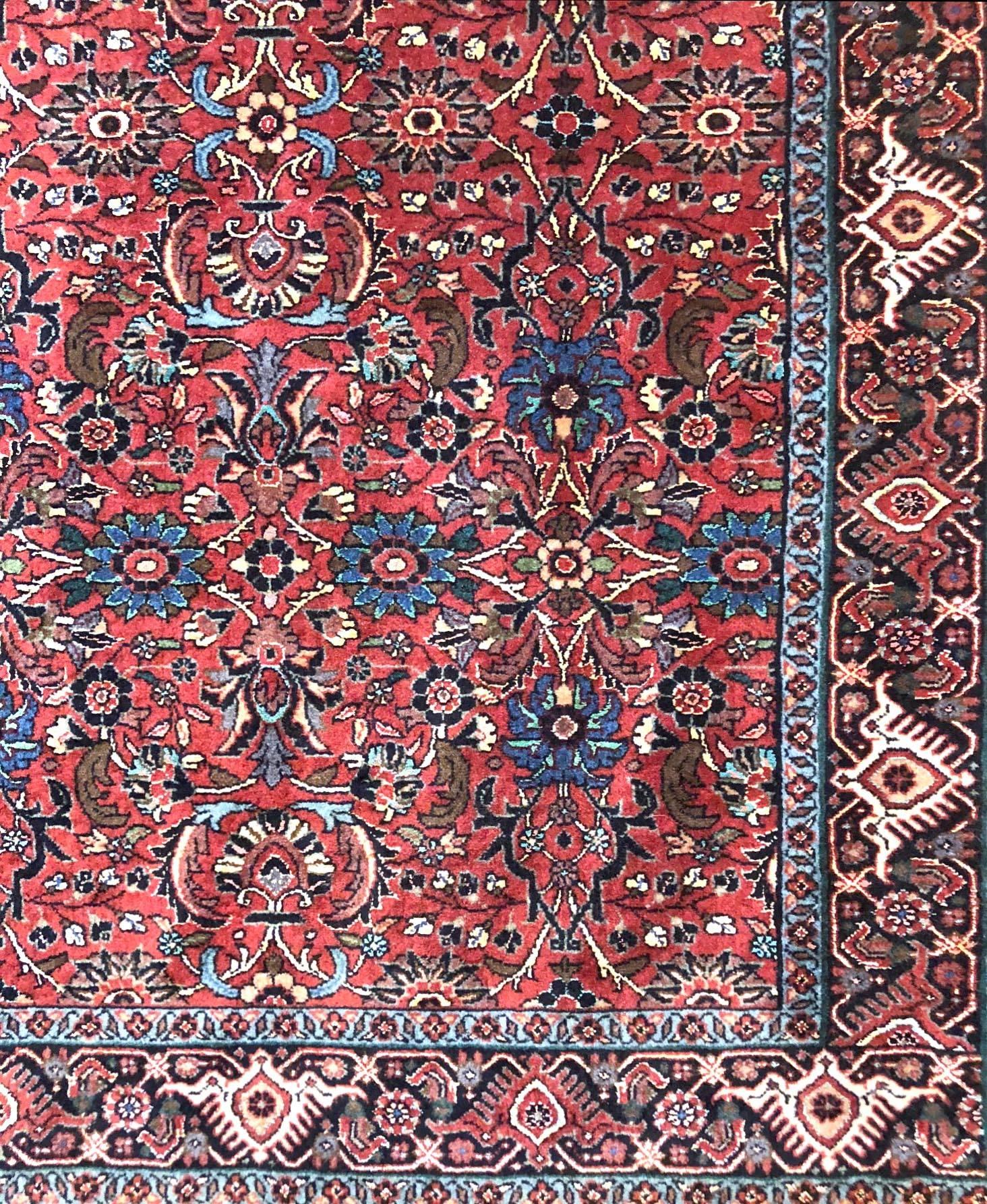 Hand-Knotted Persian Bijar All-Over Floral Bukan Rug