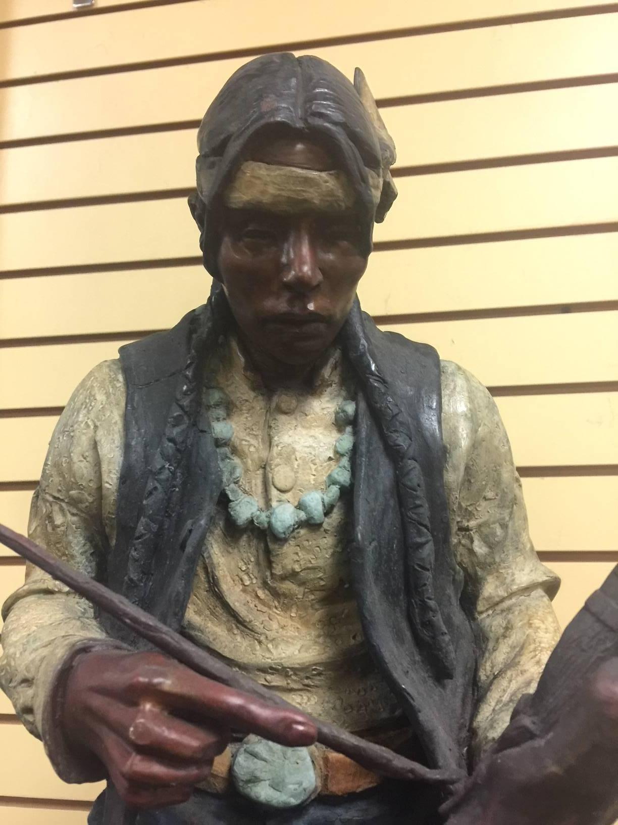 Wonderful and vibrant large painted bronze entitled 